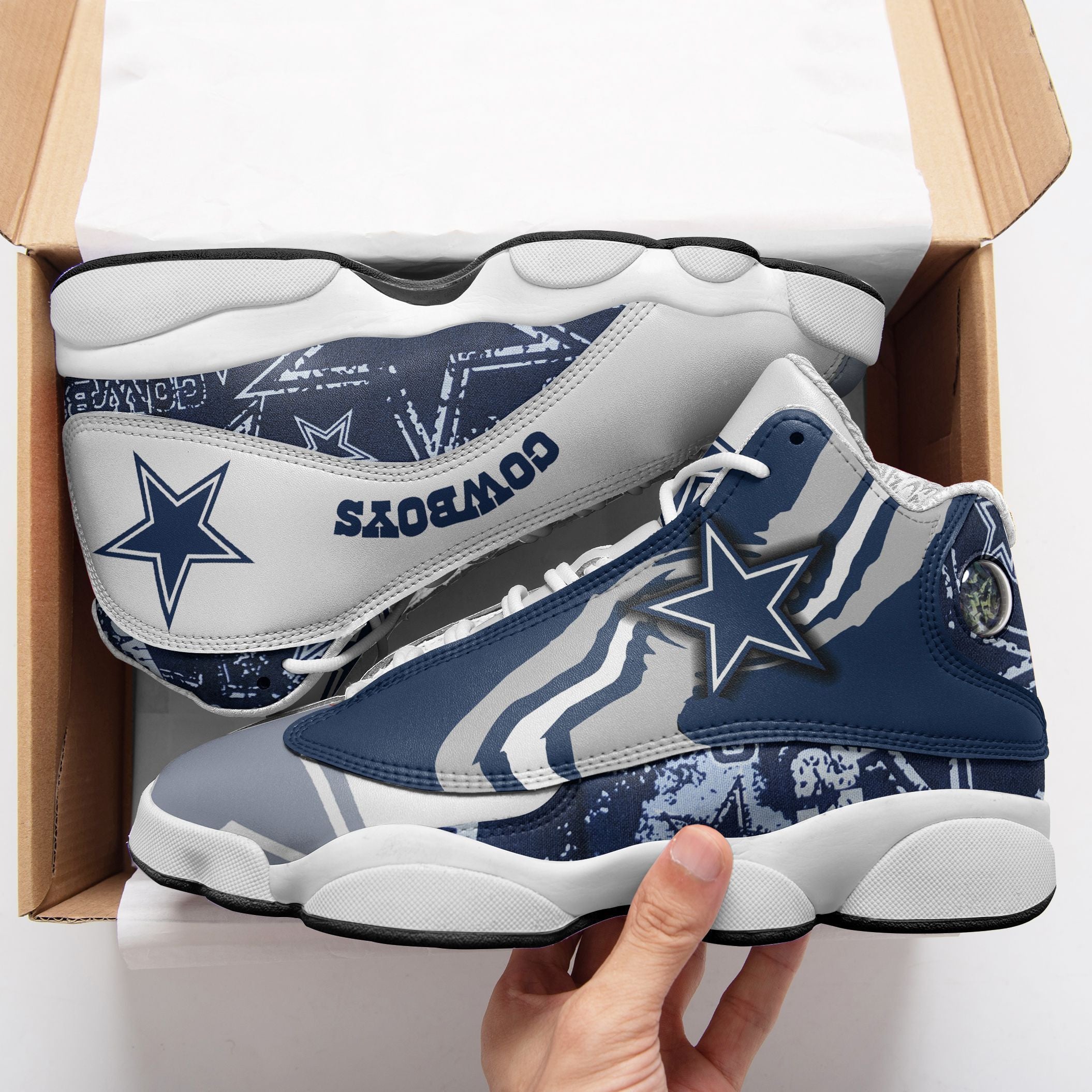 Ideafootwear Dallas Cowboys NFL AJ13 Sneakers Shoes For Men And Women