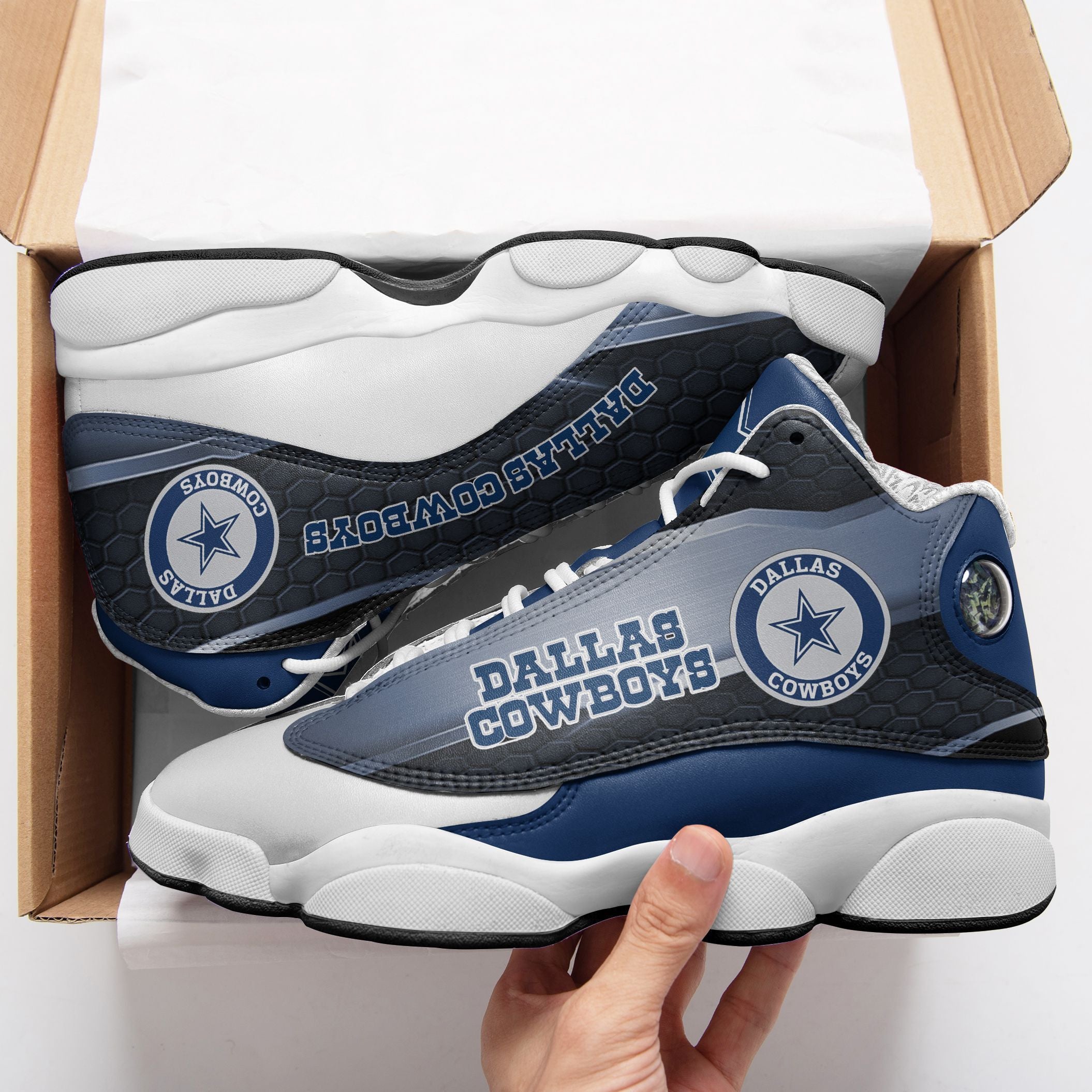 Ideafootwear Dallas Cowboys NFL AJ13 Sneakers Shoes For Men And Women