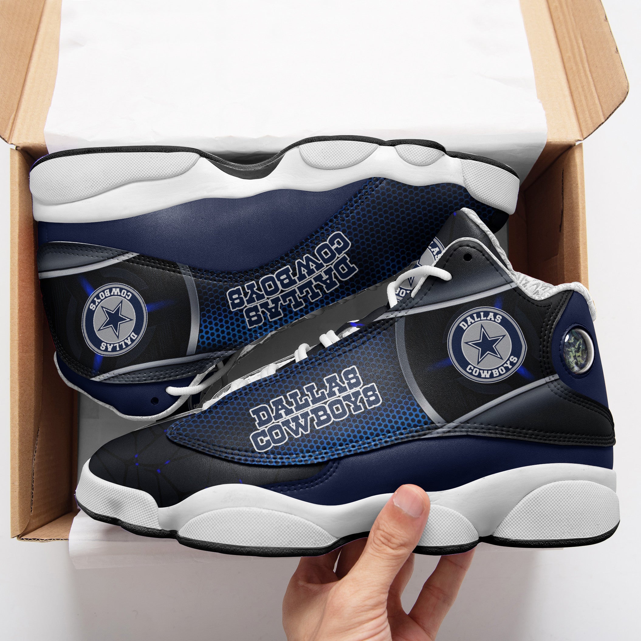 Ideafootwear Dallas Cowboys NFL AJ13 Sneakers Shoes For Men And Women