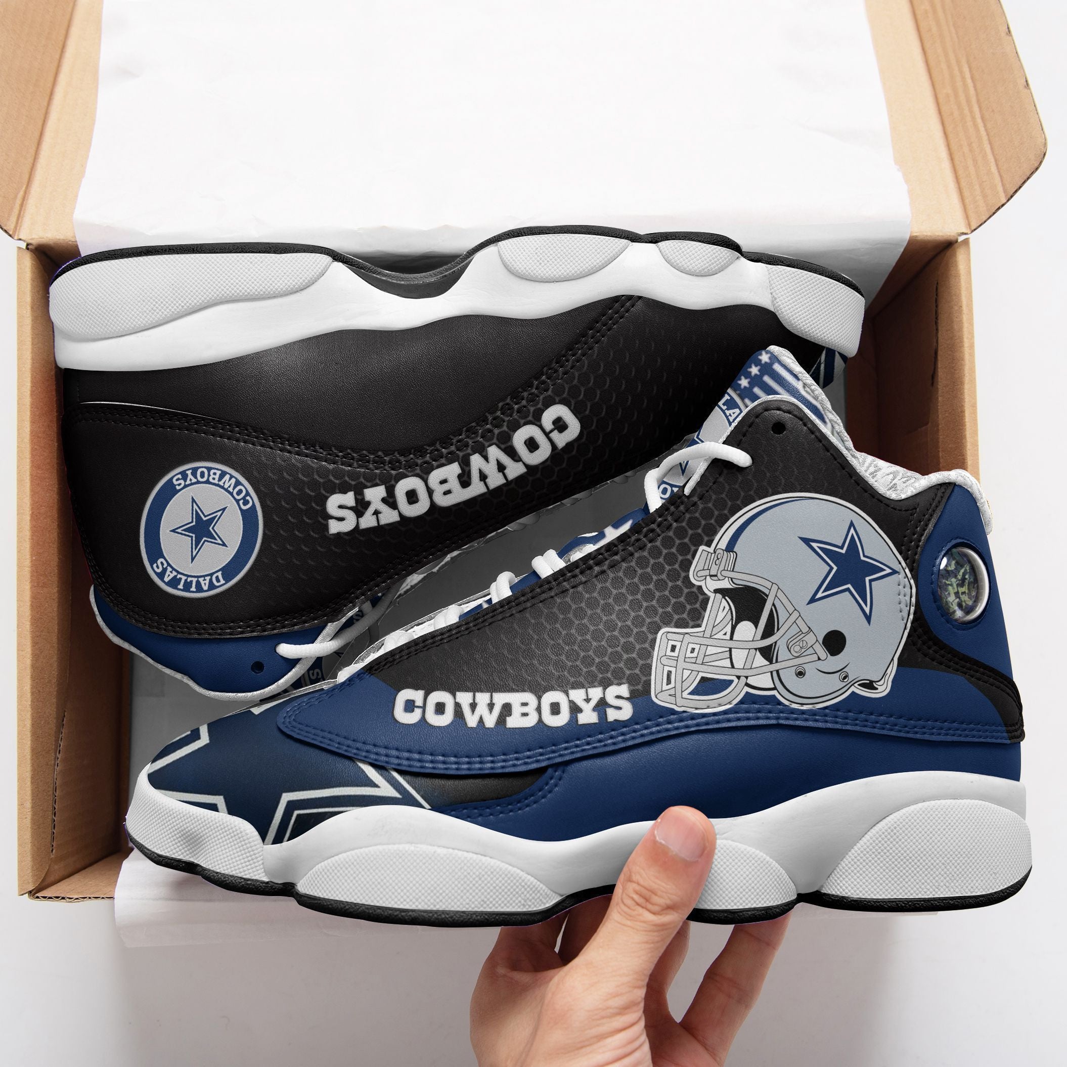 Ideafootwear Dallas Cowboys NFL AJ13 Sneakers Shoes For Men And Women