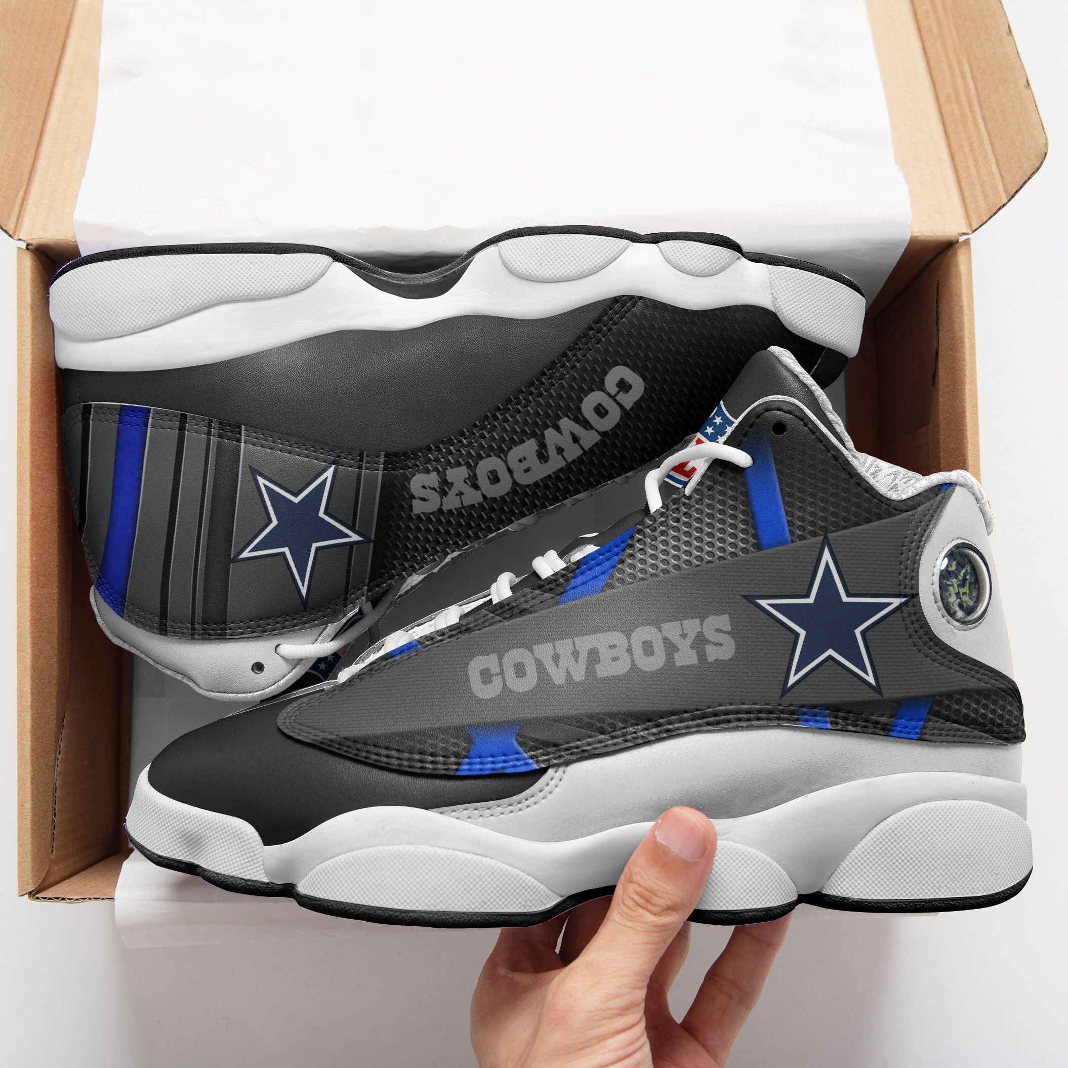 Ideafootwear Dallas Cowboys NFL AJ13 Sneakers Shoes For Men And Women