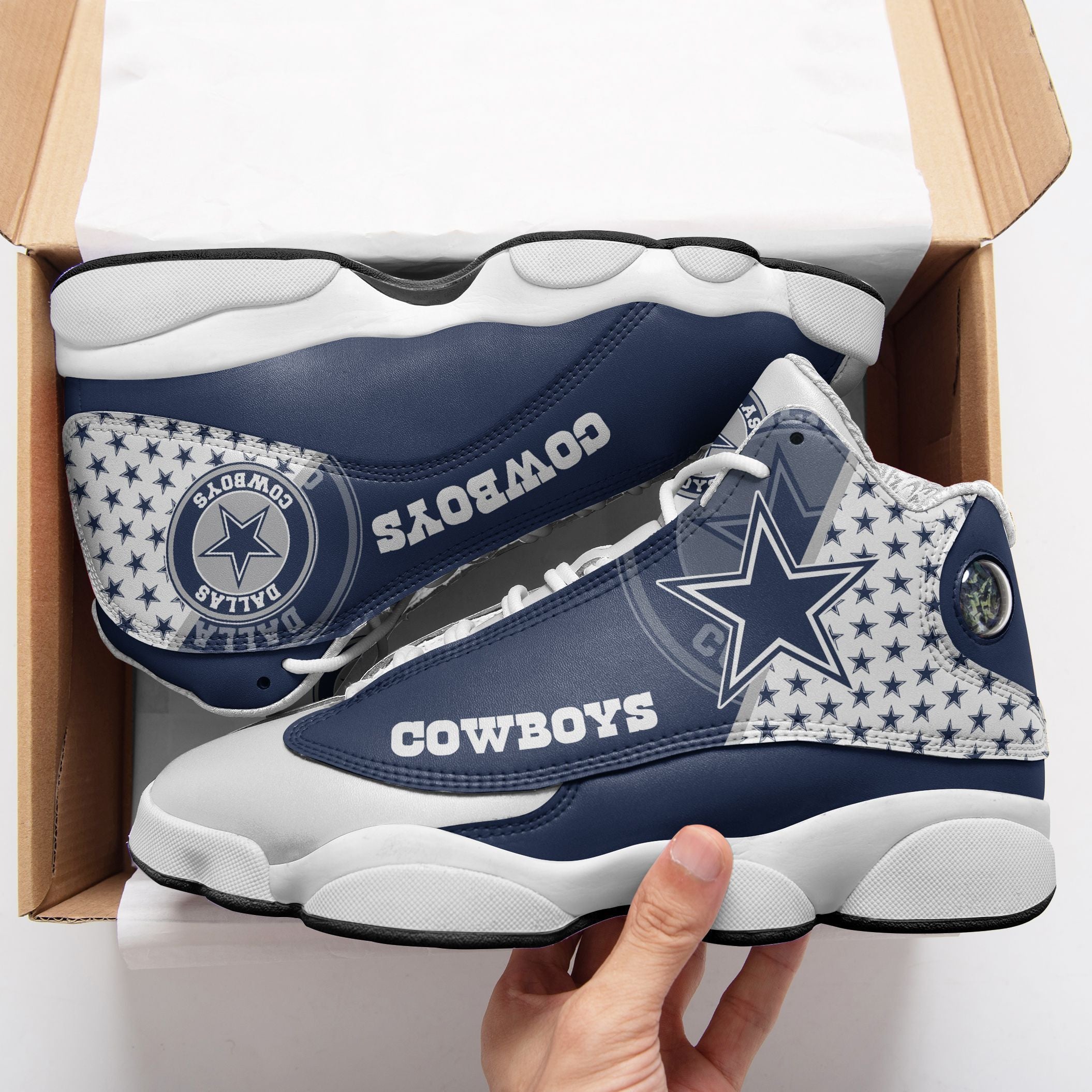 Ideafootwear Dallas Cowboys NFL AJ13 Sneakers Shoes For Men And Women