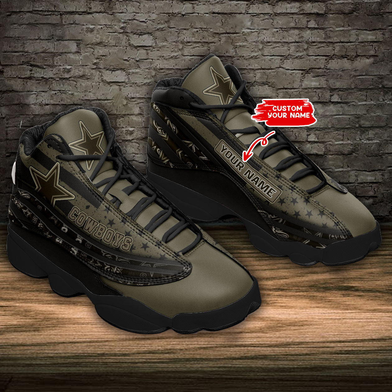 Ideafootwear Dallas Cowboys NFL AJ13 Sneakers Shoes For Men And Women