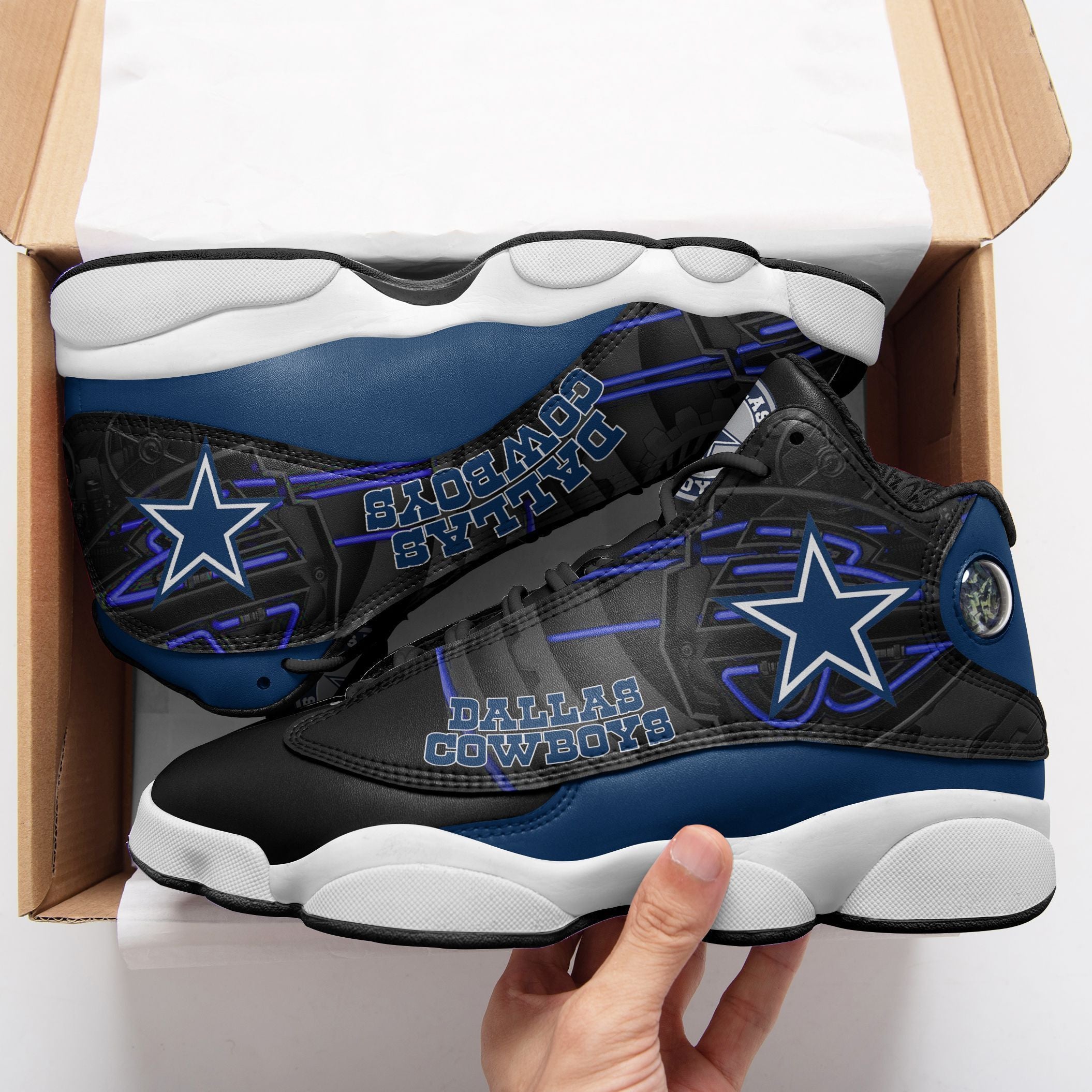 Ideafootwear Dallas Cowboys NFL AJ13 Sneakers Shoes For Men And Women