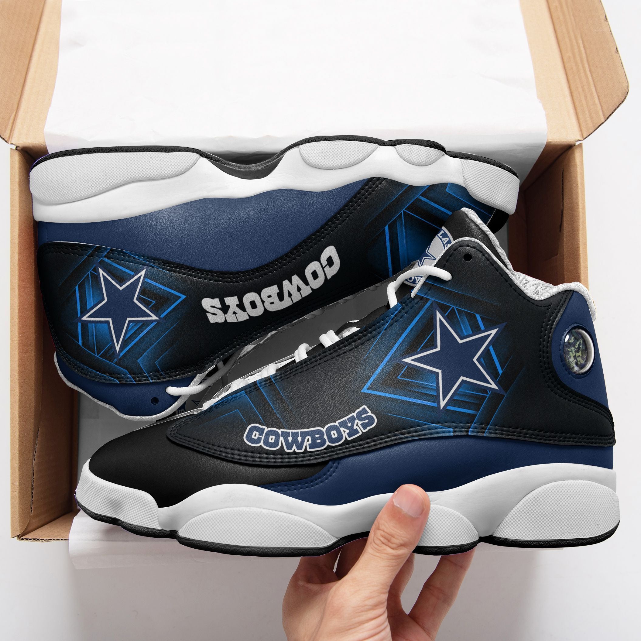 Ideafootwear Dallas Cowboys NFL AJ13 Sneakers Shoes For Men And Women