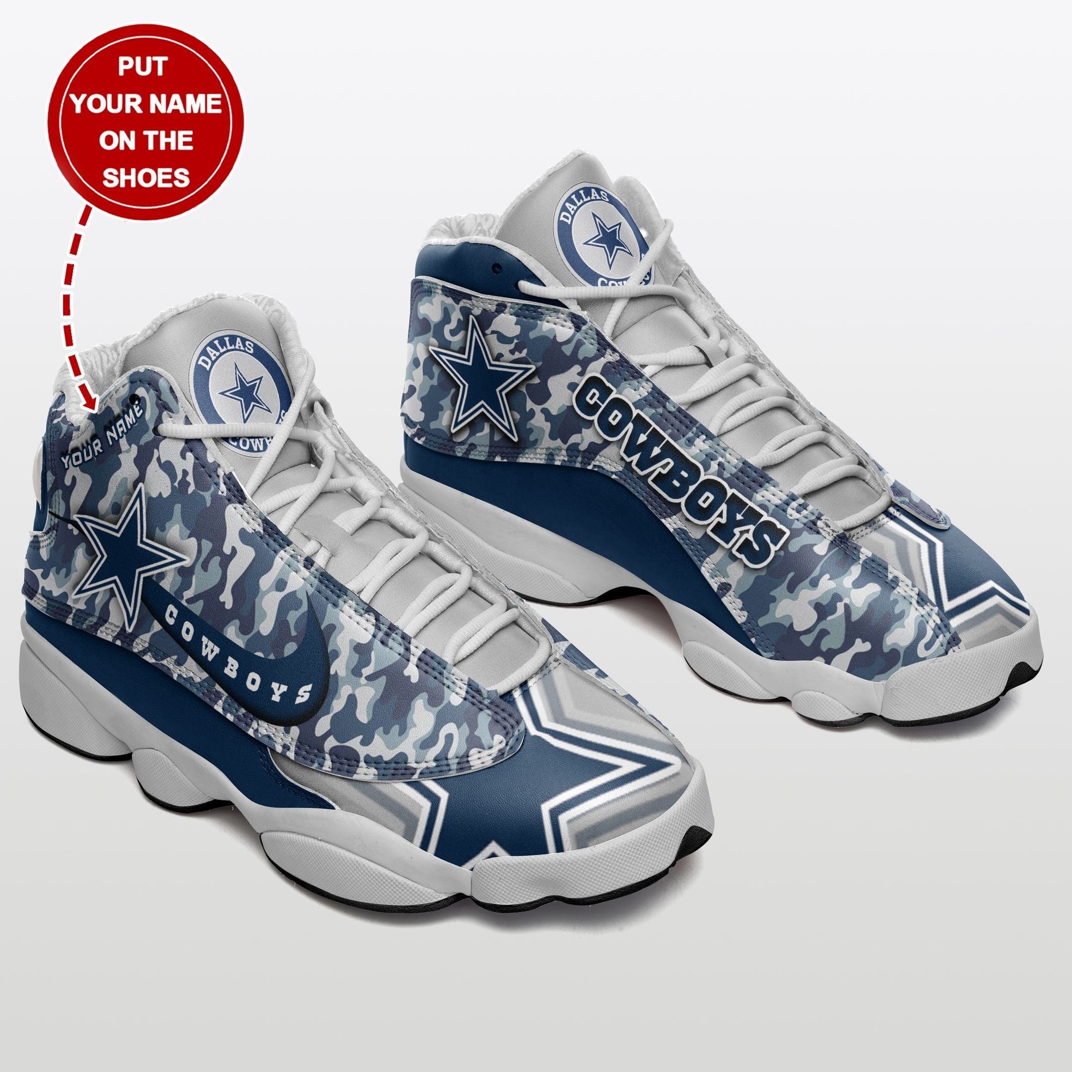 Ideafootwear Dallas Cowboys NFL AJ13 Sneakers Shoes For Men And Women