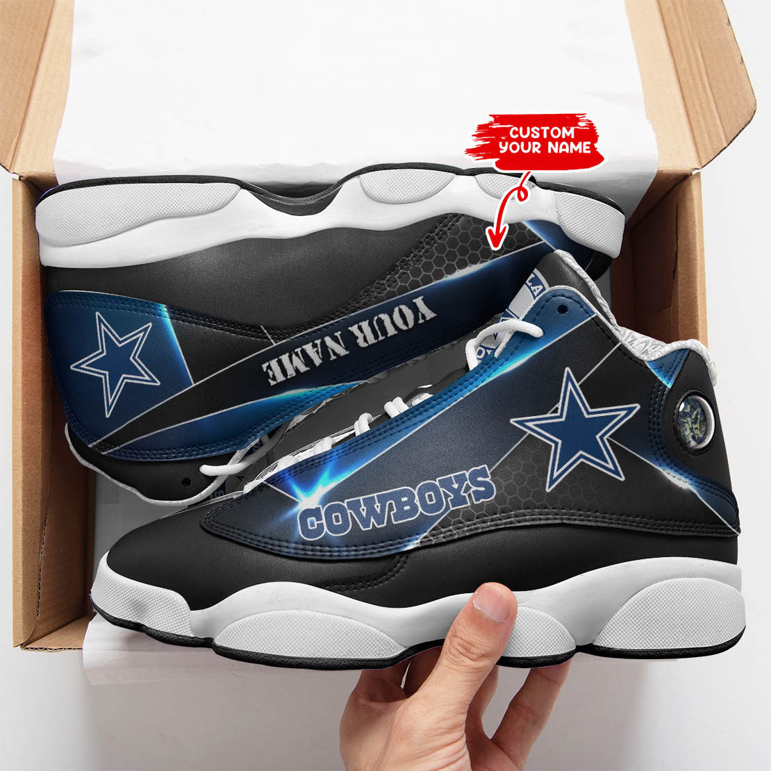 Ideafootwear Dallas Cowboys NFL AJ13 Sneakers Shoes For Men And Women