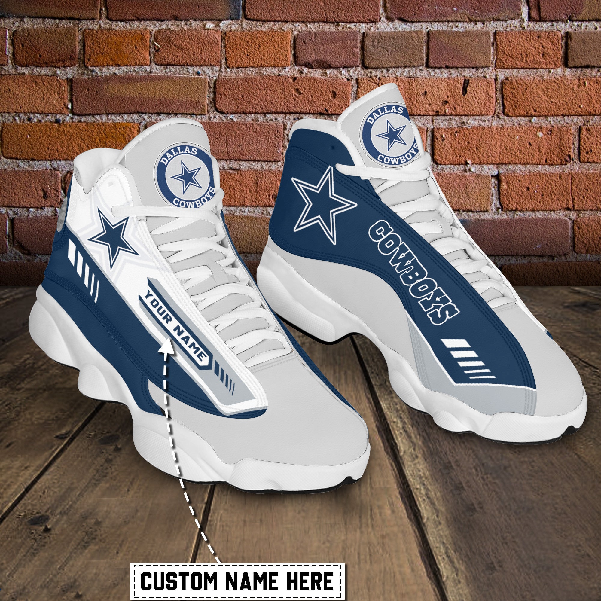 Ideafootwear Dallas Cowboys NFL AJ13 Sneakers Shoes For Men And Women
