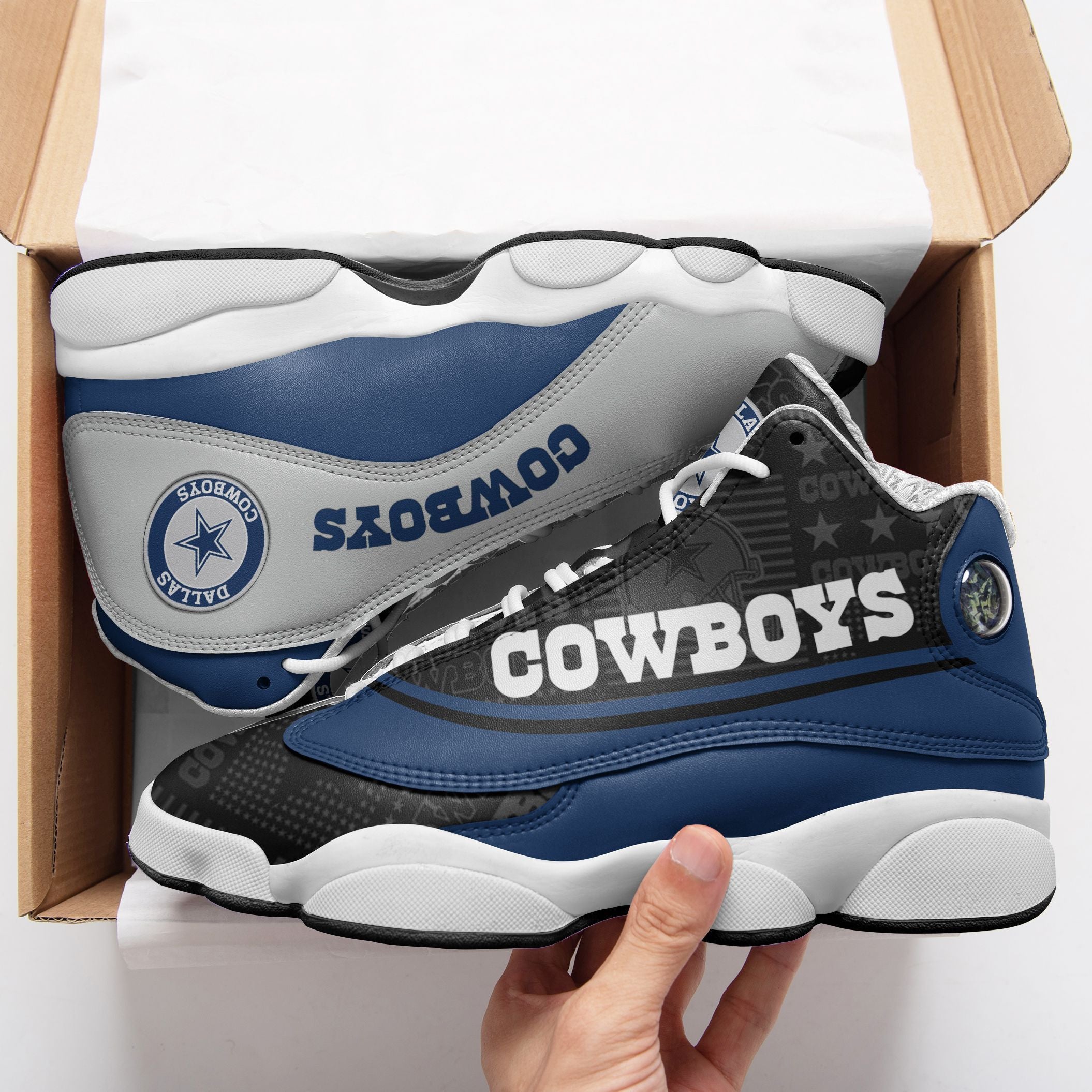 Ideafootwear Dallas Cowboys NFL AJ13 Sneakers Shoes For Men And Women