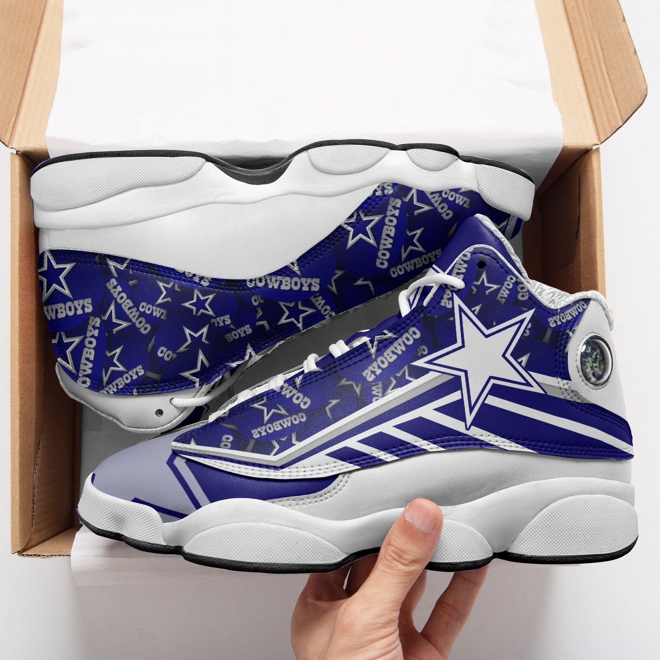 Ideafootwear Dallas Cowboys NFL AJ13 Sneakers Shoes For Men And Women