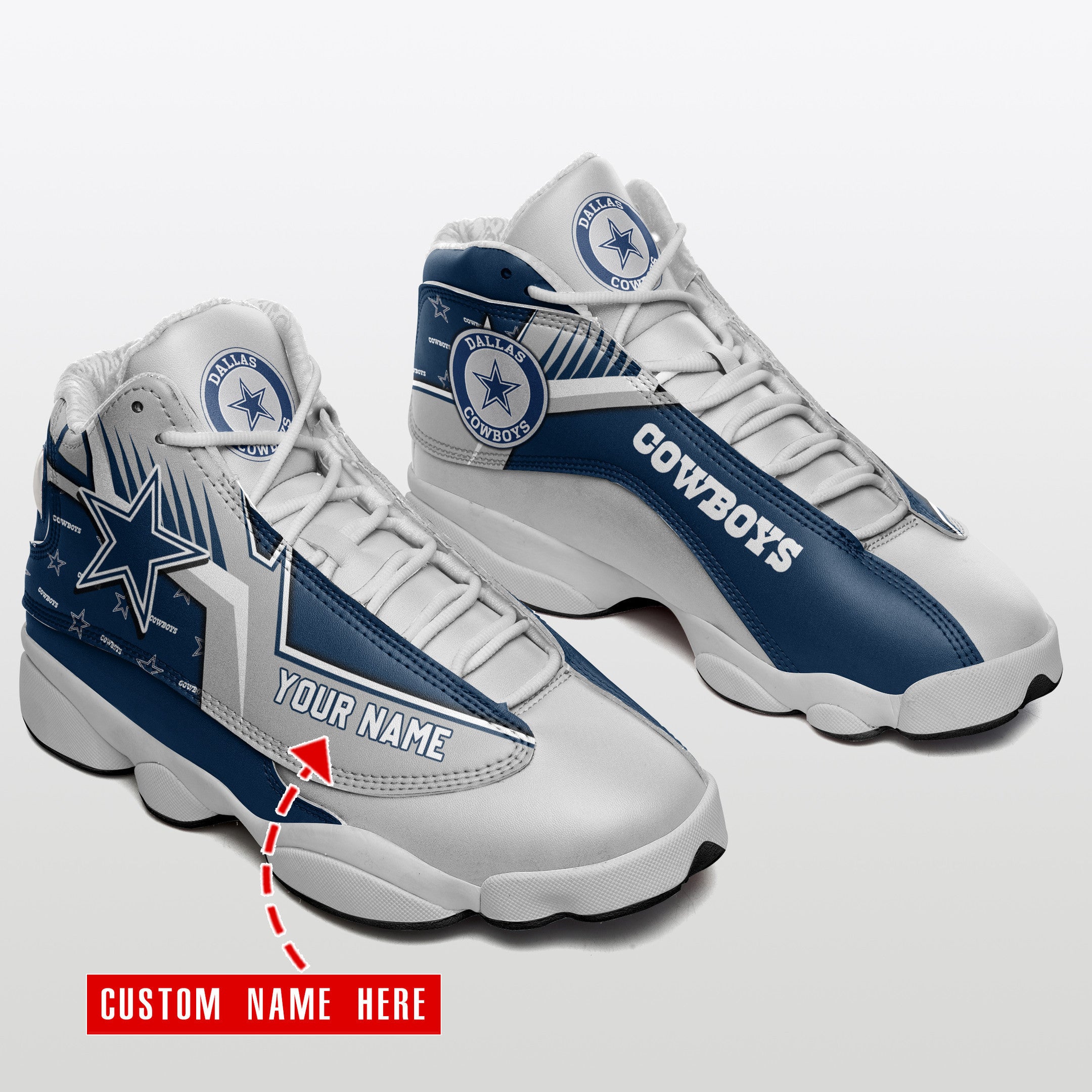 Ideafootwear Dallas Cowboys NFL AJ13 Sneakers Shoes For Men And Women