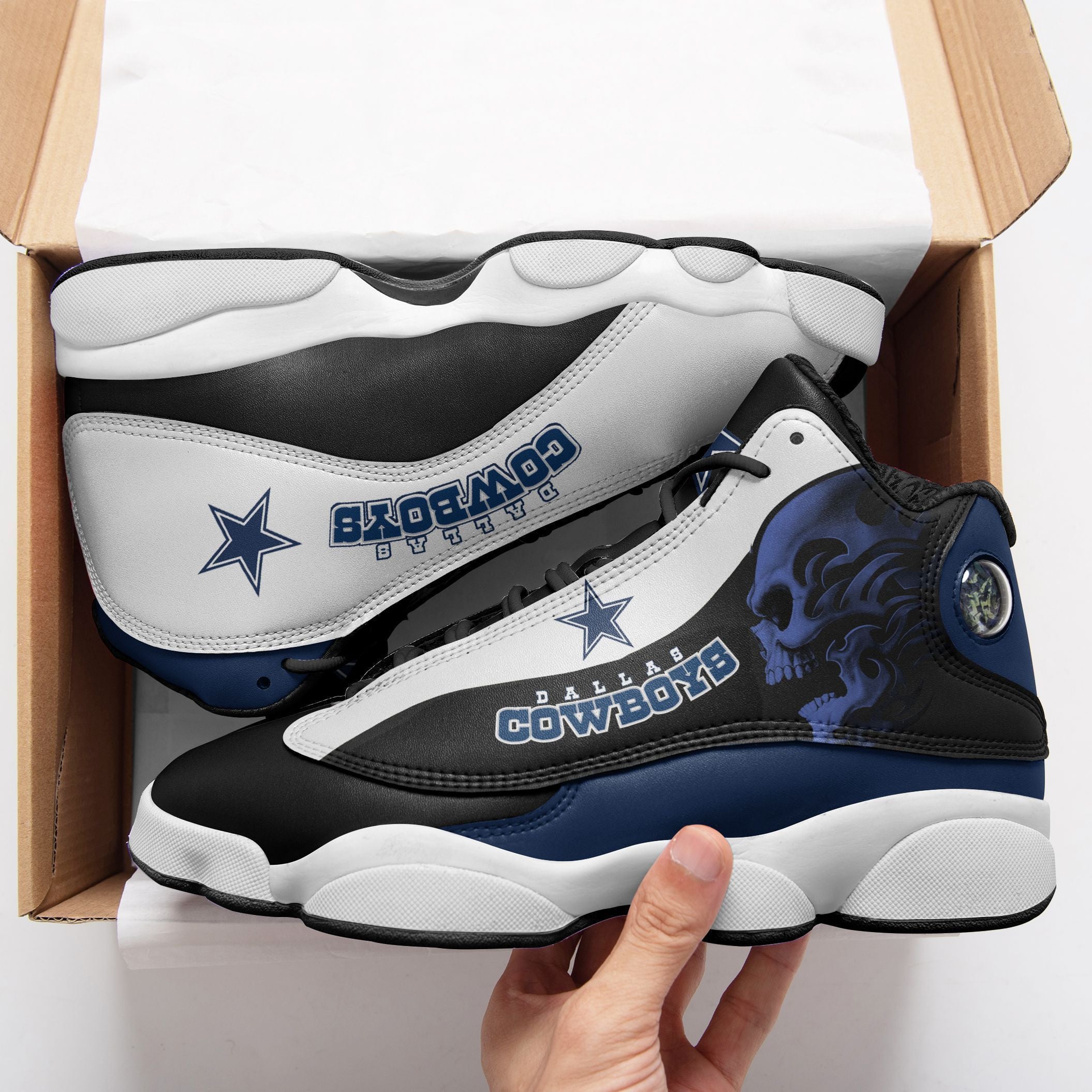 Ideafootwear Dallas Cowboys NFL AJ13 Sneakers Shoes For Men And Women