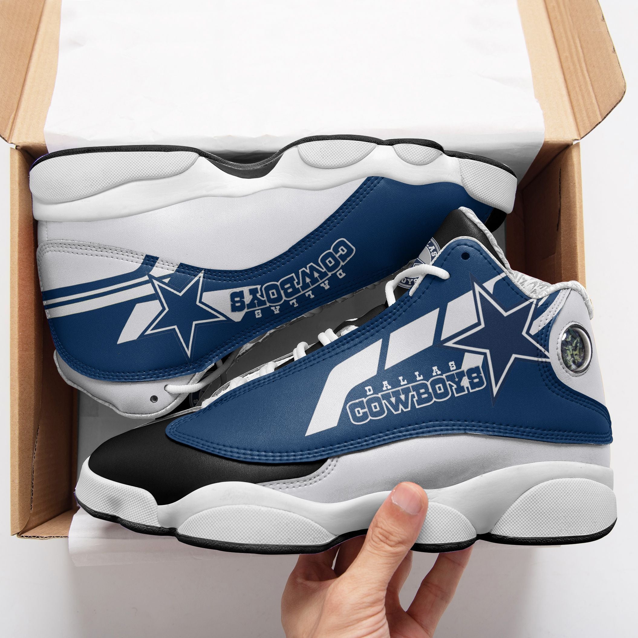 Ideafootwear Dallas Cowboys NFL AJ13 Sneakers Shoes For Men And Women