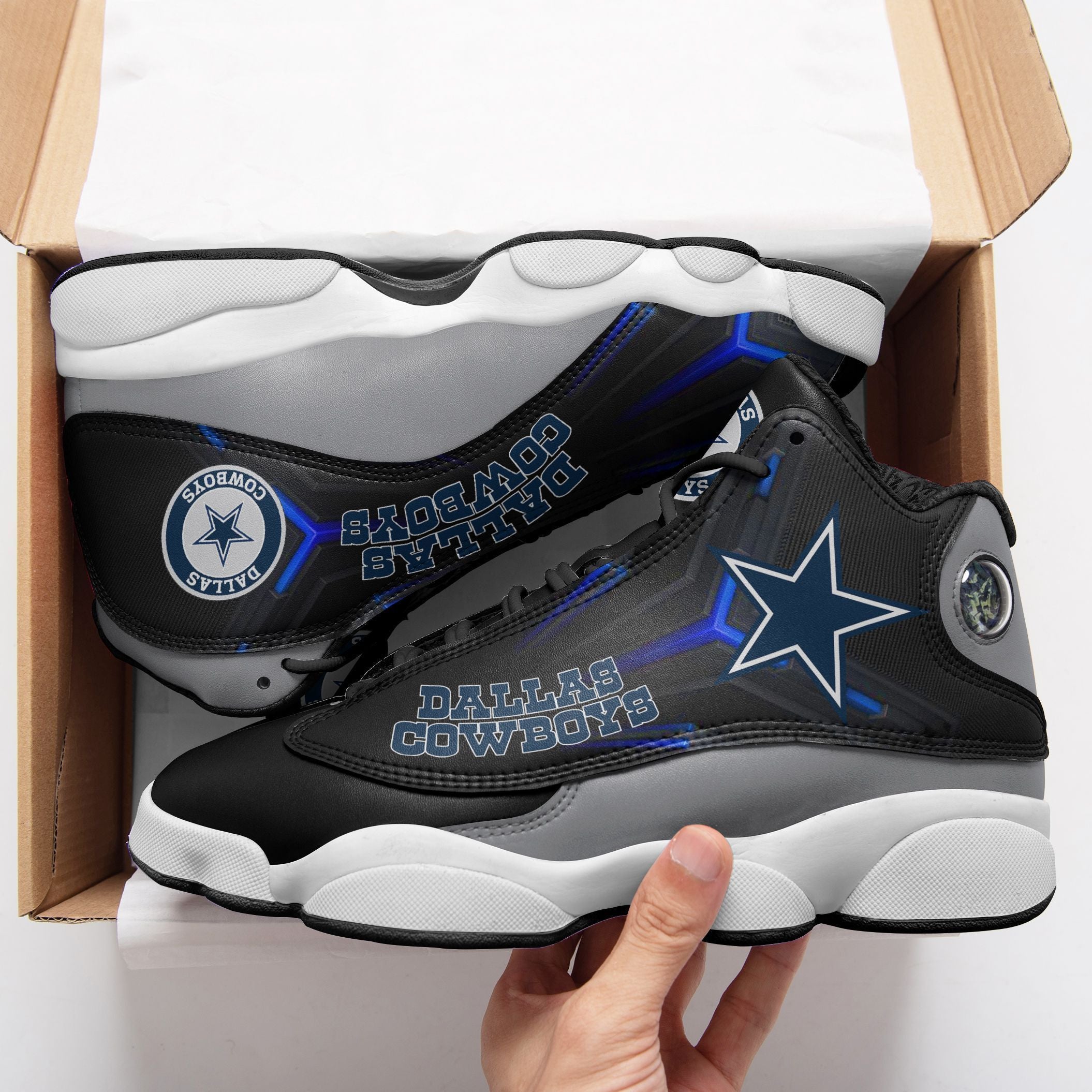 Ideafootwear Dallas Cowboys NFL AJ13 Sneakers Shoes For Men And Women