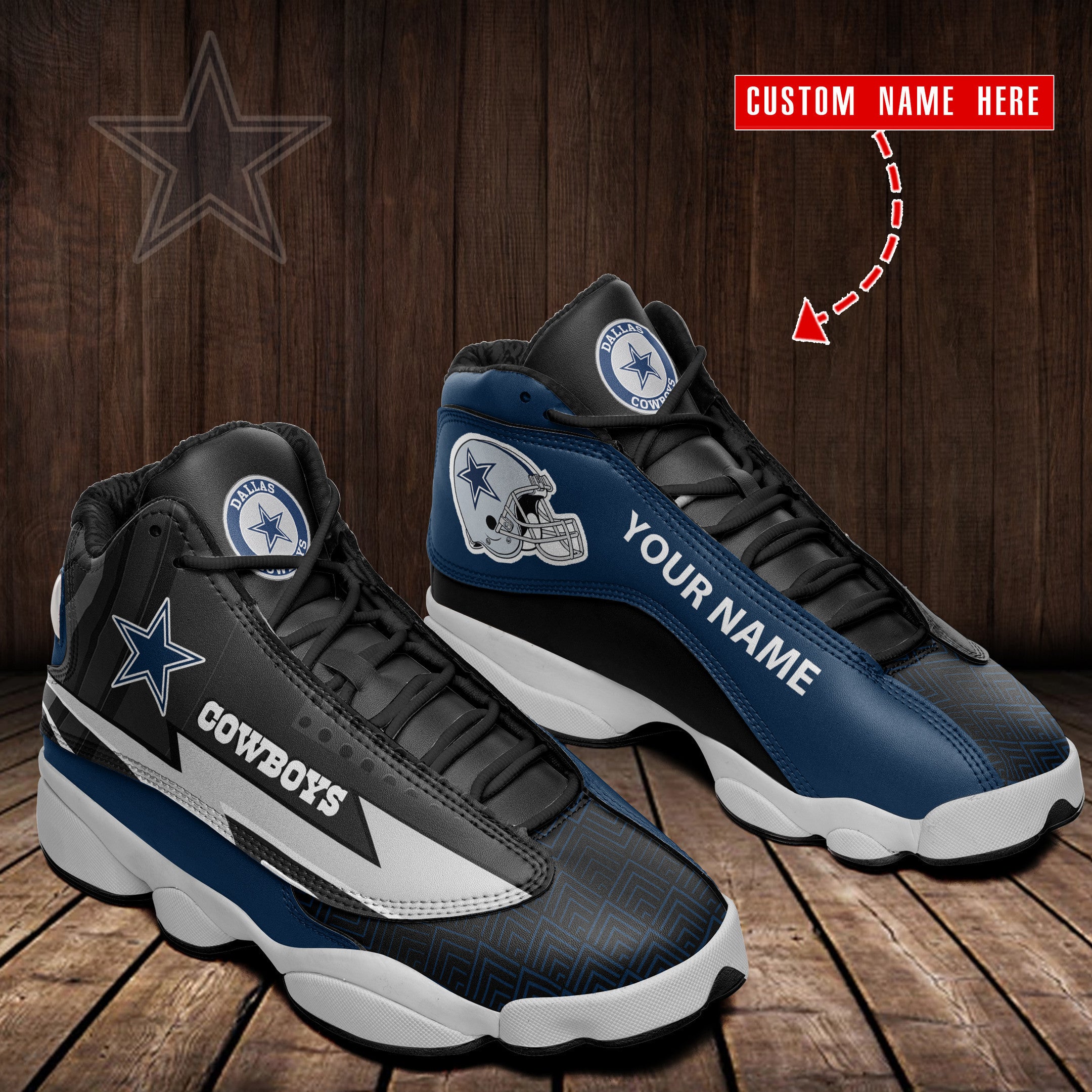 Ideafootwear Dallas Cowboys NFL AJ13 Sneakers Shoes For Men And Women