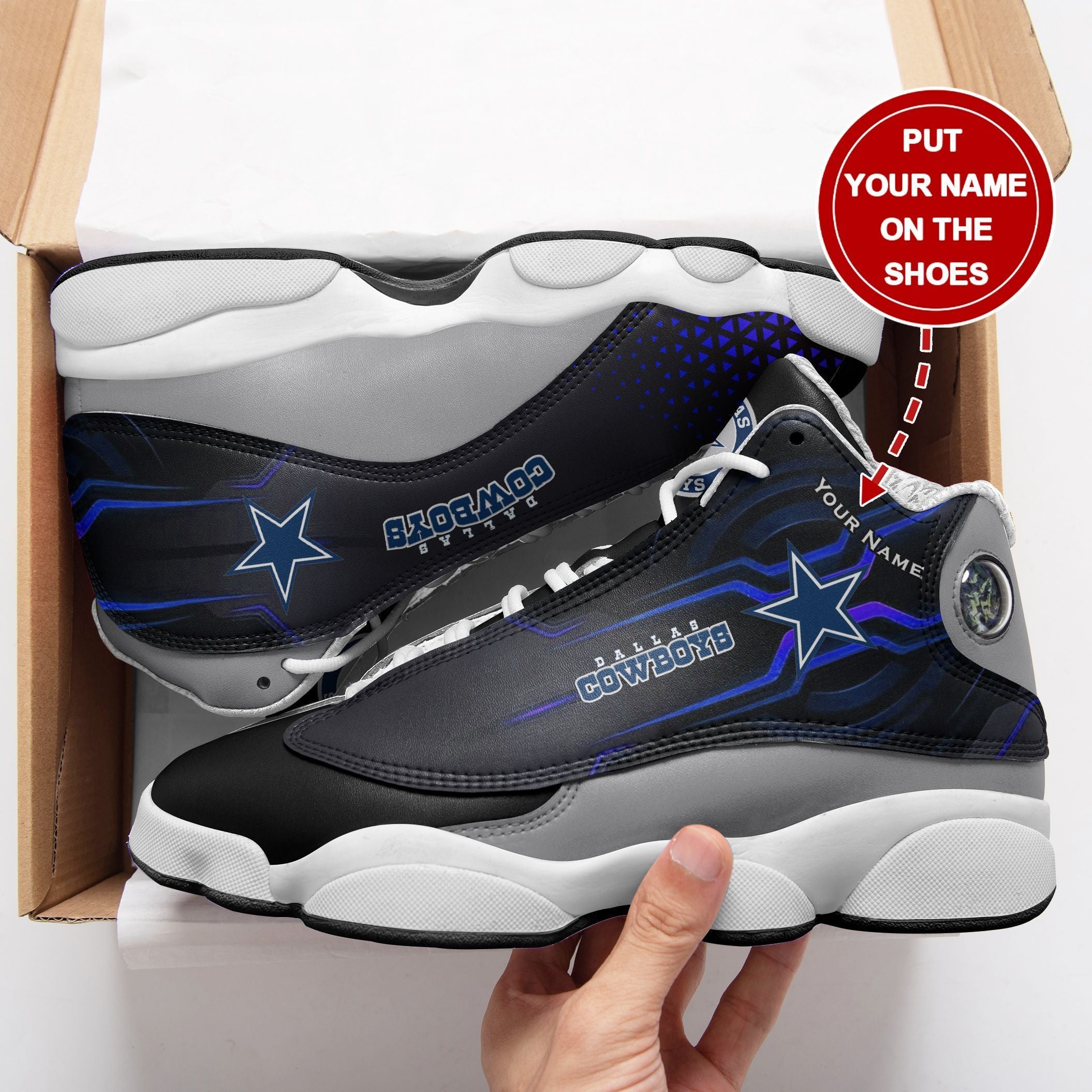 Ideafootwear Dallas Cowboys NFL AJ13 Sneakers Shoes For Men And Women