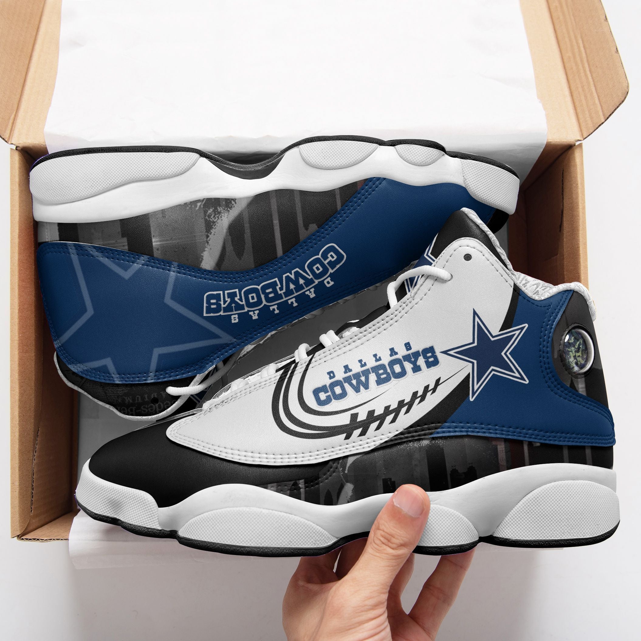 Ideafootwear Dallas Cowboys NFL AJ13 Sneakers Shoes For Men And Women
