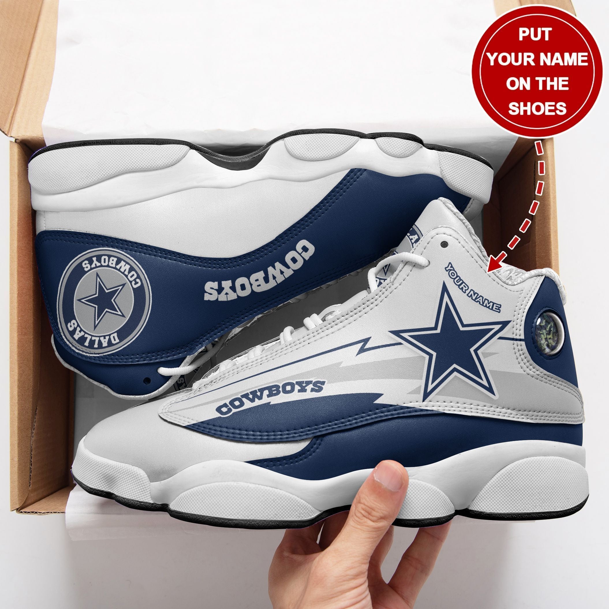 Ideafootwear Dallas Cowboys NFL AJ13 Sneakers Shoes For Men And Women