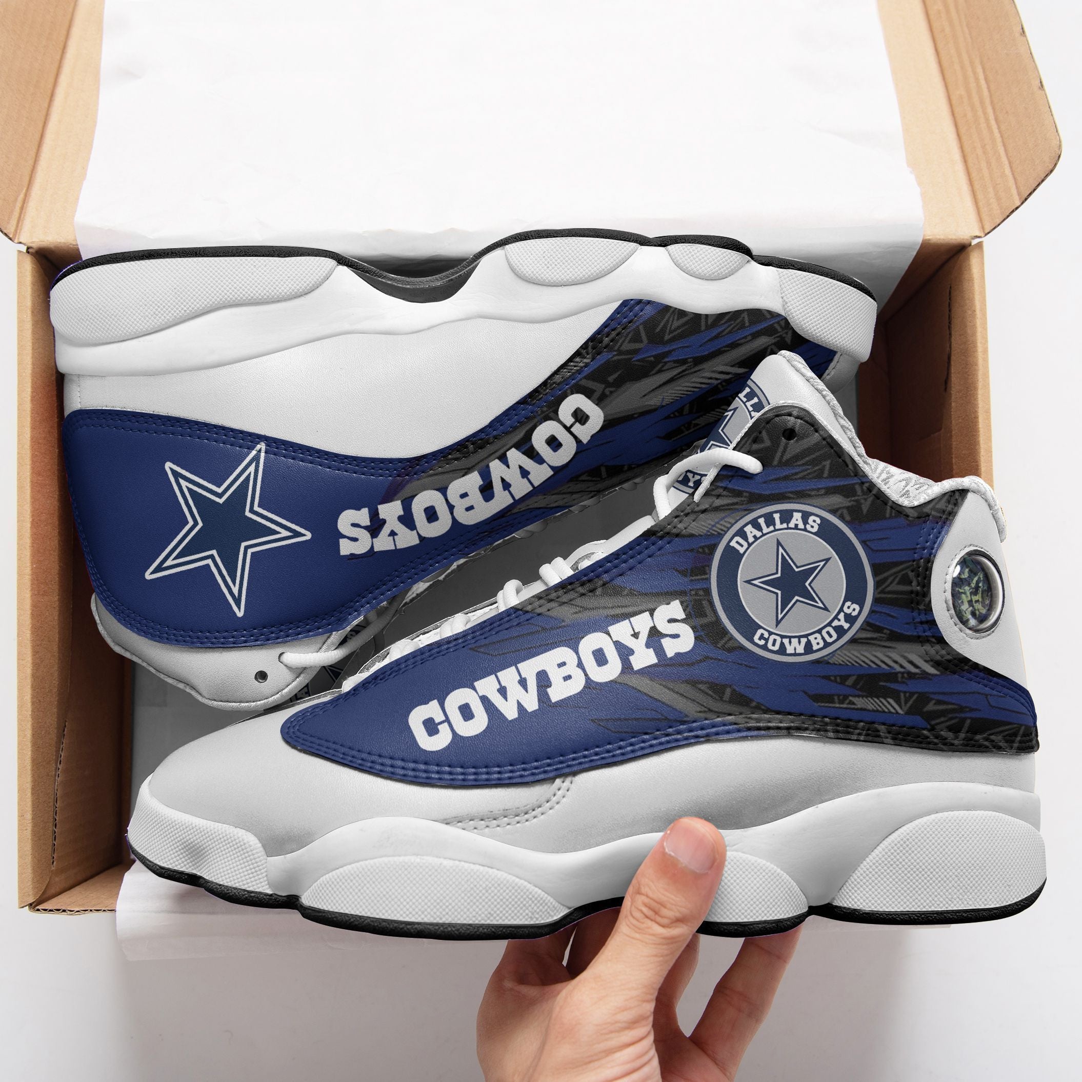 Ideafootwear Dallas Cowboys NFL AJ13 Sneakers Shoes For Men And Women