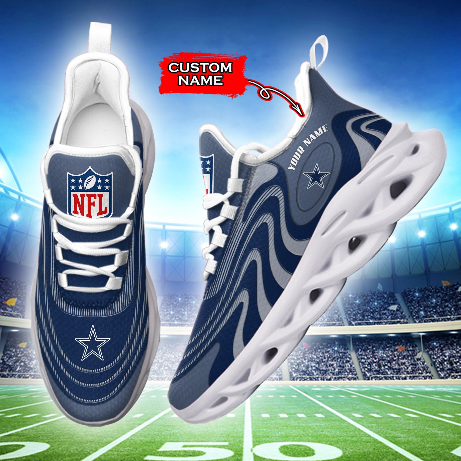 Ideafootwear Dallas Cowboys NFL Max Soul Shoes Sneakers For Men And Women