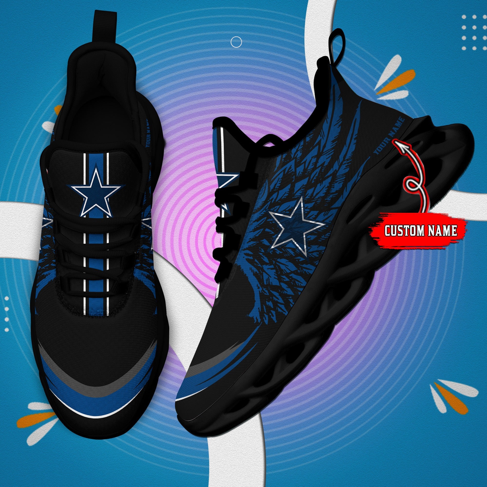 Ideafootwear Dallas Cowboys NFL Max Soul Shoes Sneakers For Men And Women
