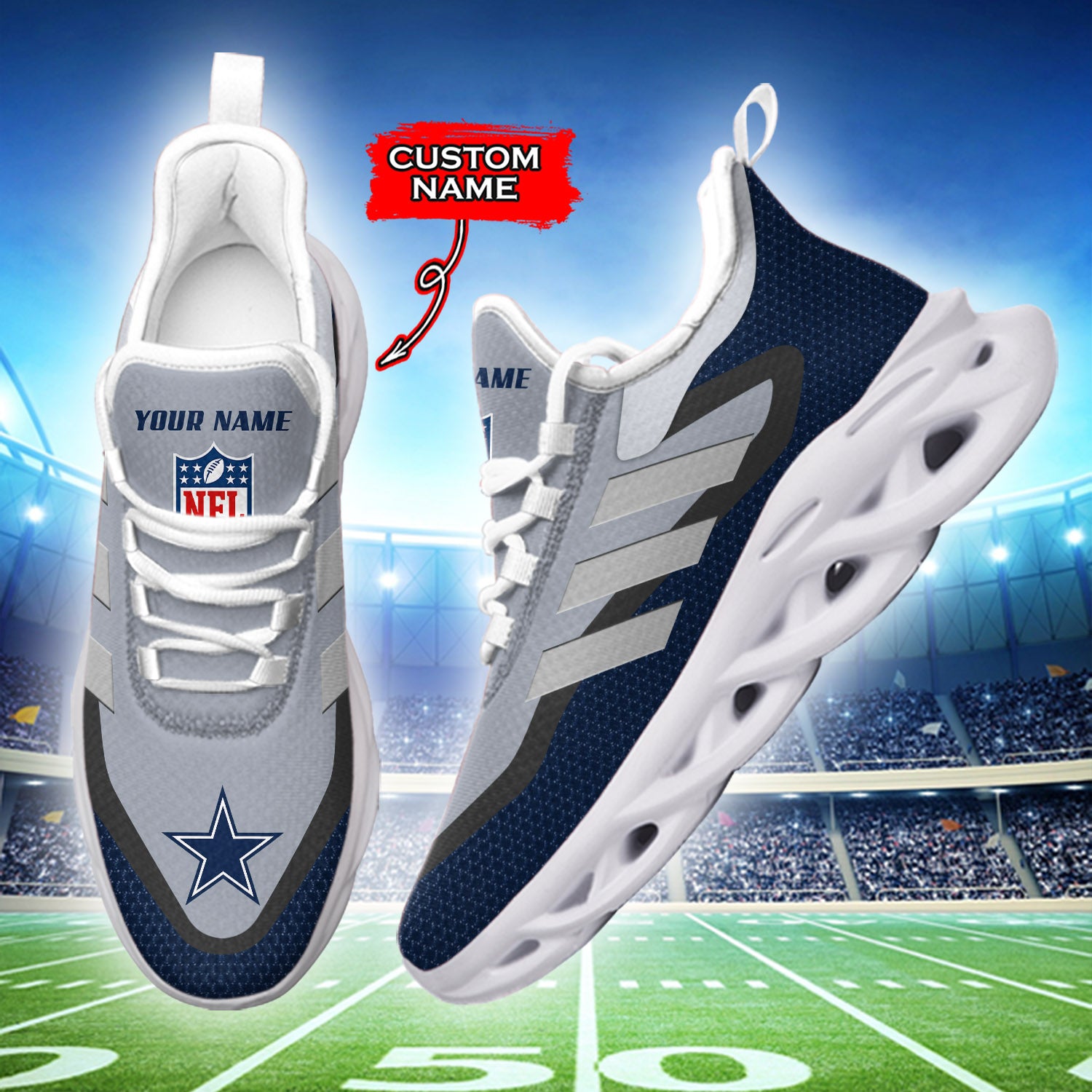 Ideafootwear Dallas Cowboys NFL Max Soul Shoes Sneakers For Men And Women