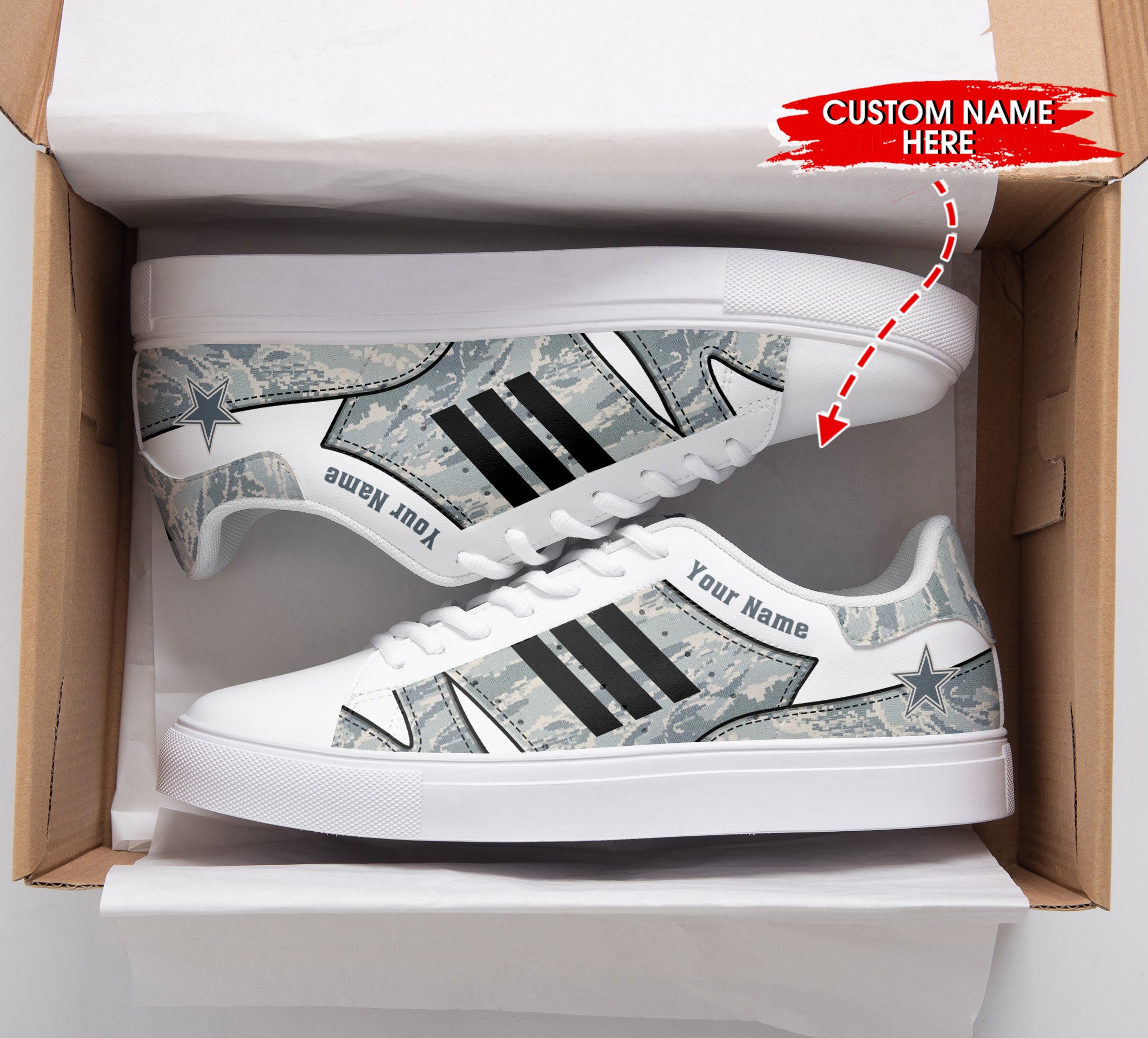 Ideafootwear Dallas Cowboys Skate Stan Shoes Sneakes For Men And Women