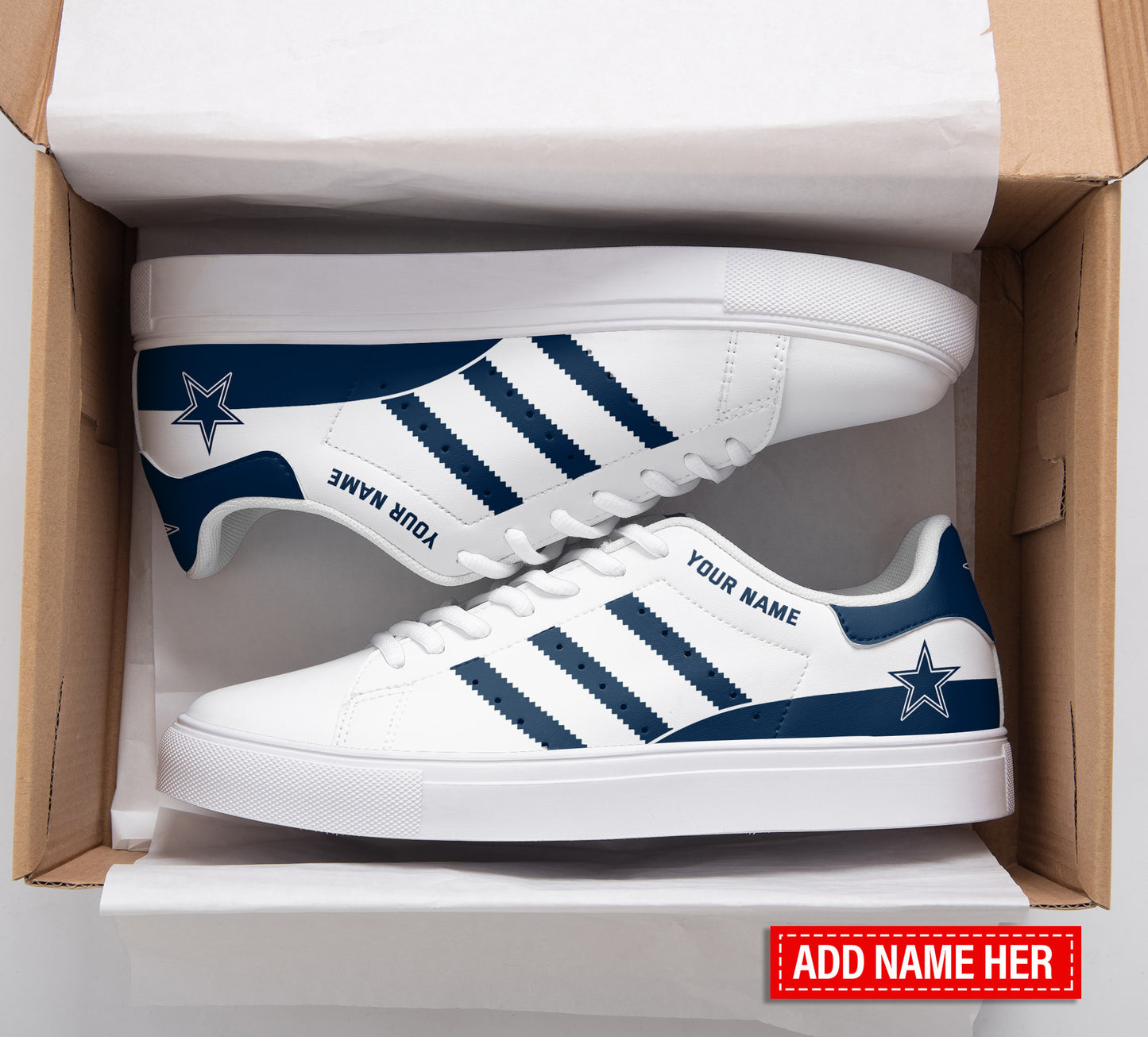 Ideafootwear Dallas Cowboys Skate Stan Shoes Sneakes For Men And Women