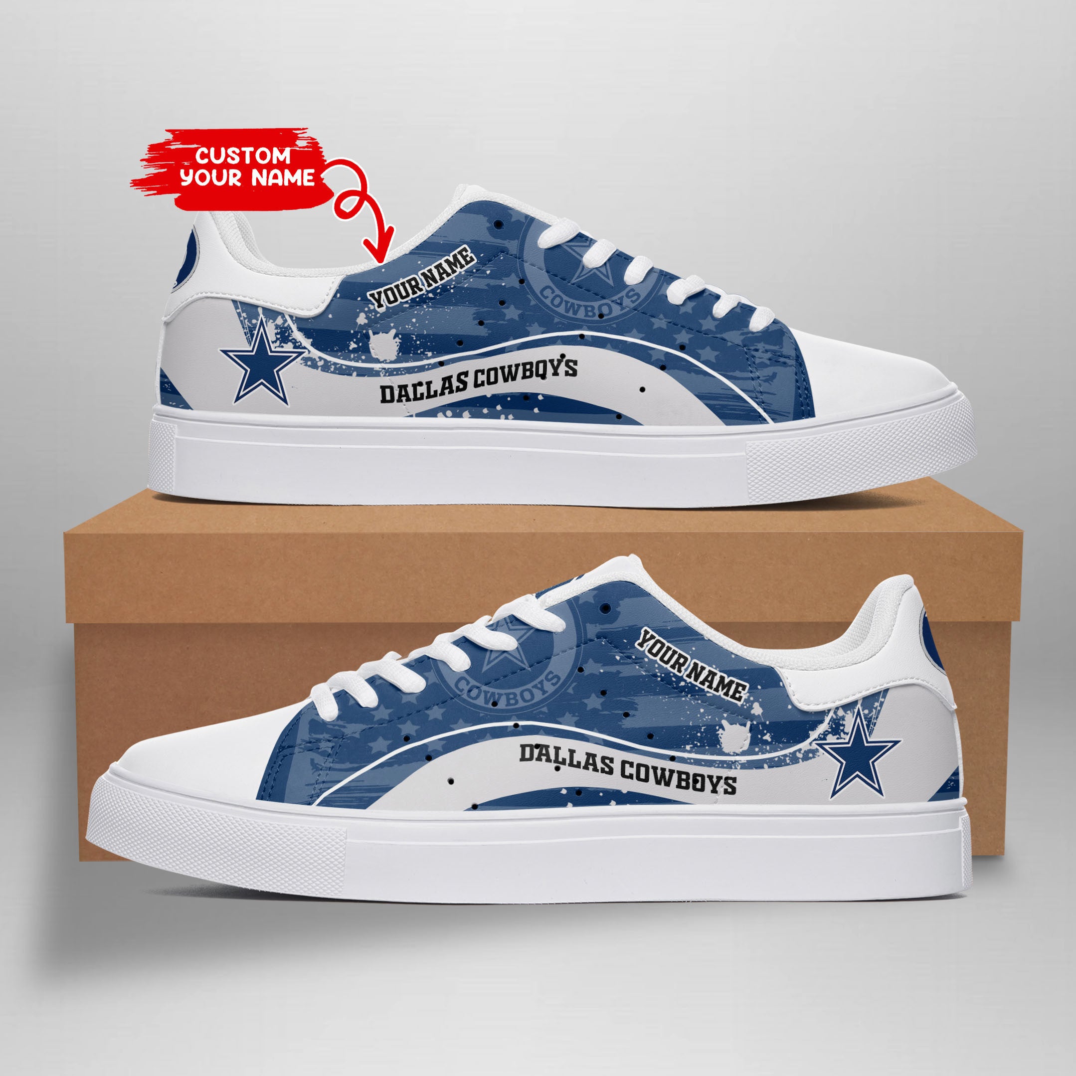Ideafootwear Dallas Cowboys Skate Stan Shoes Sneakes For Men And Women