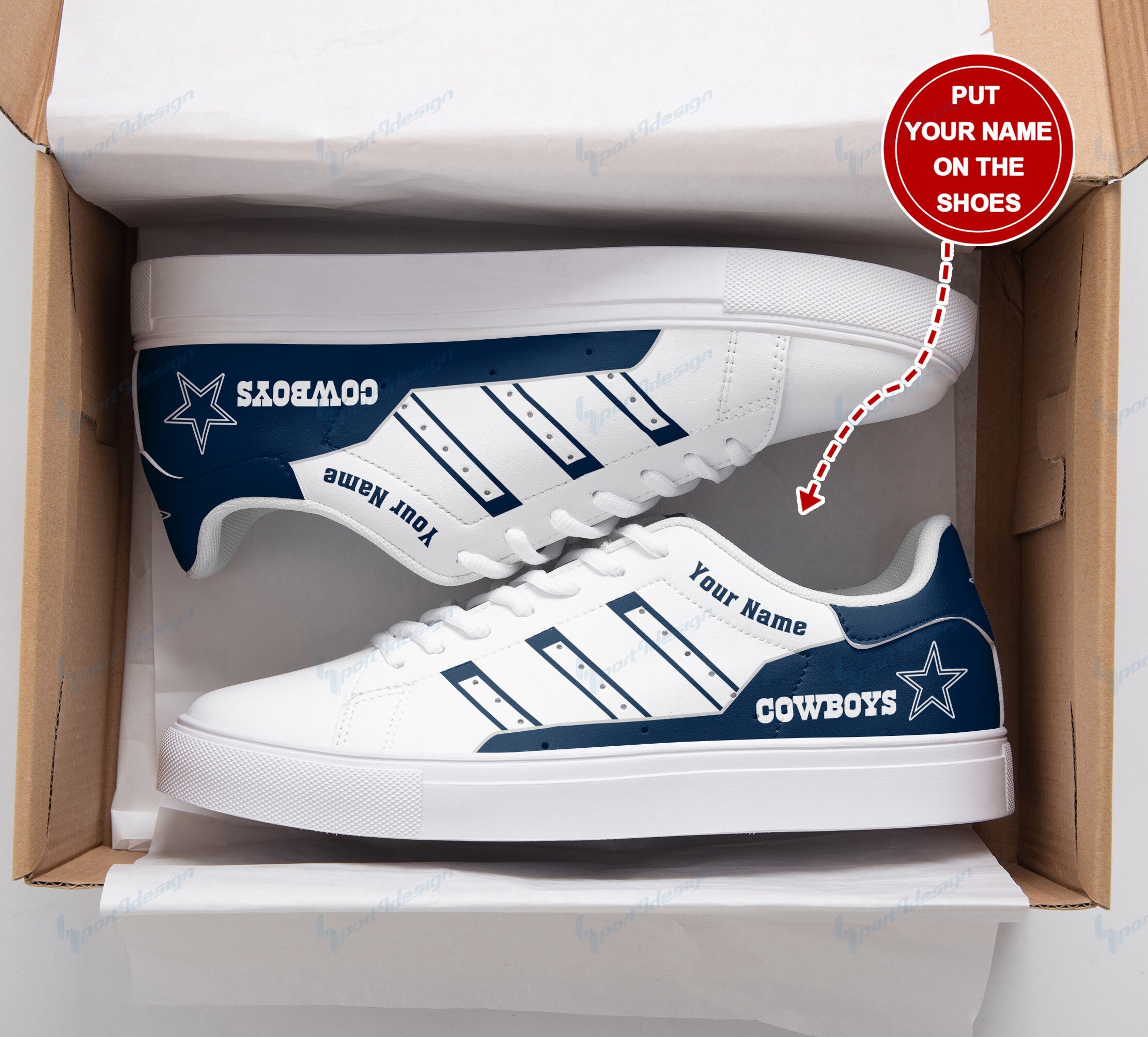 Ideafootwear Dallas Cowboys Skate Stan Shoes Sneakes For Men And Women
