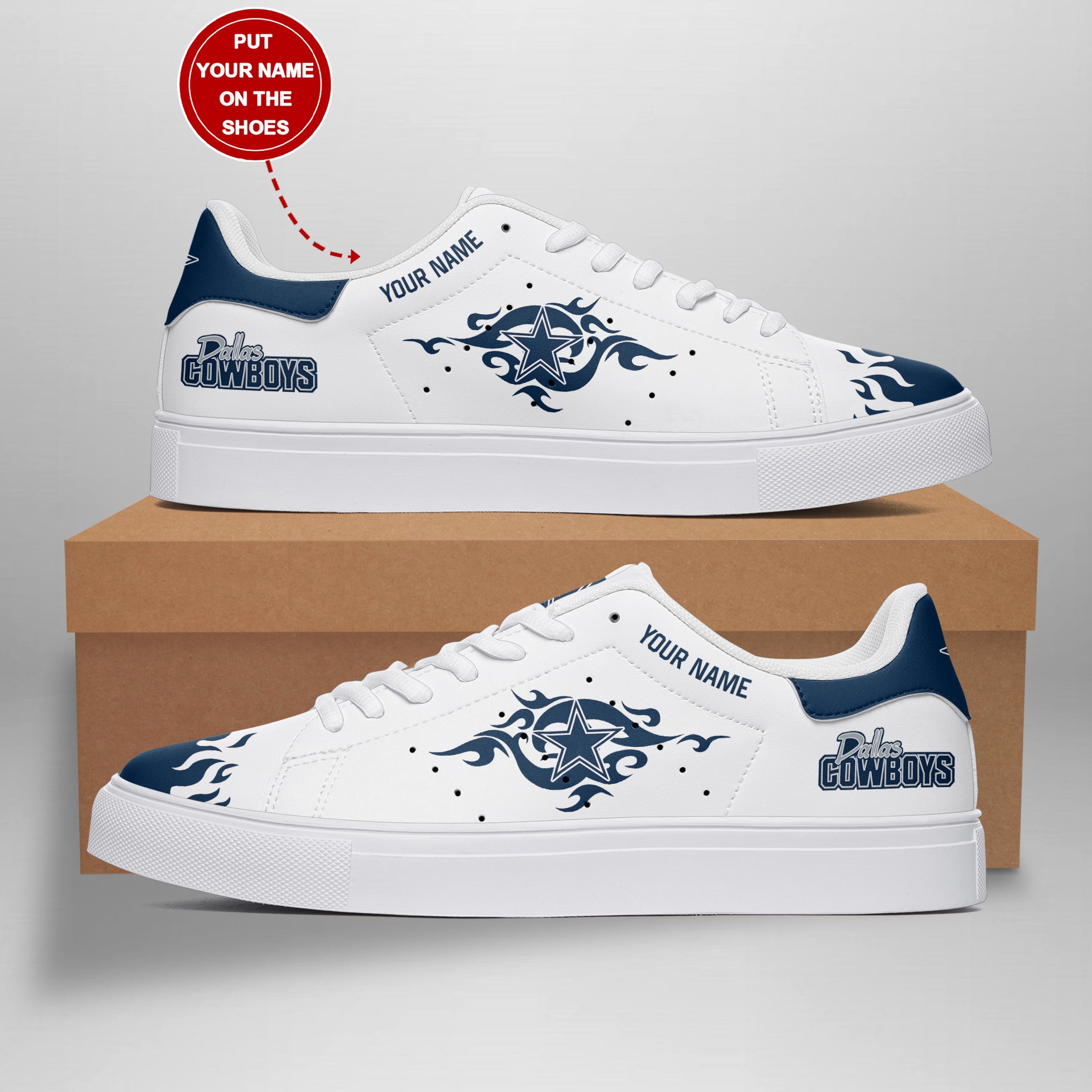 Ideafootwear Dallas Cowboys Skate Stan Shoes Sneakes For Men And Women