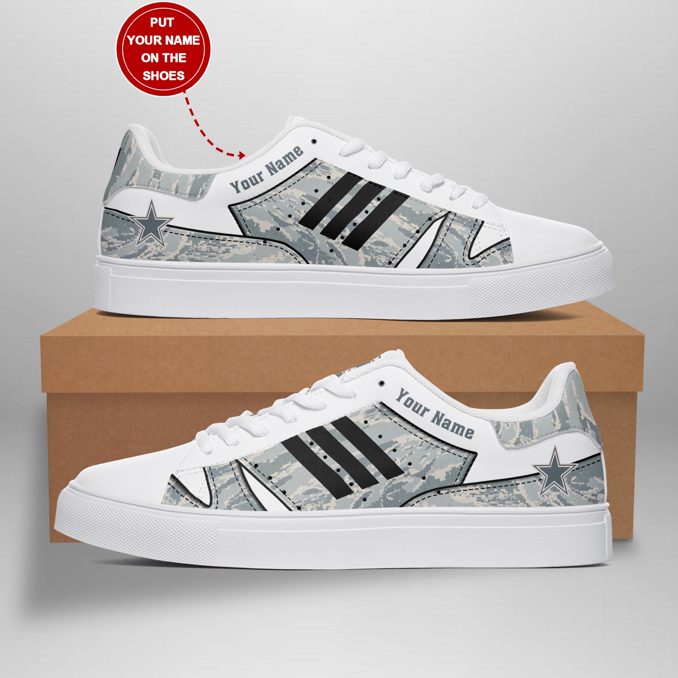 Ideafootwear Dallas Cowboys Skate Stan Shoes Sneakes For Men And Women