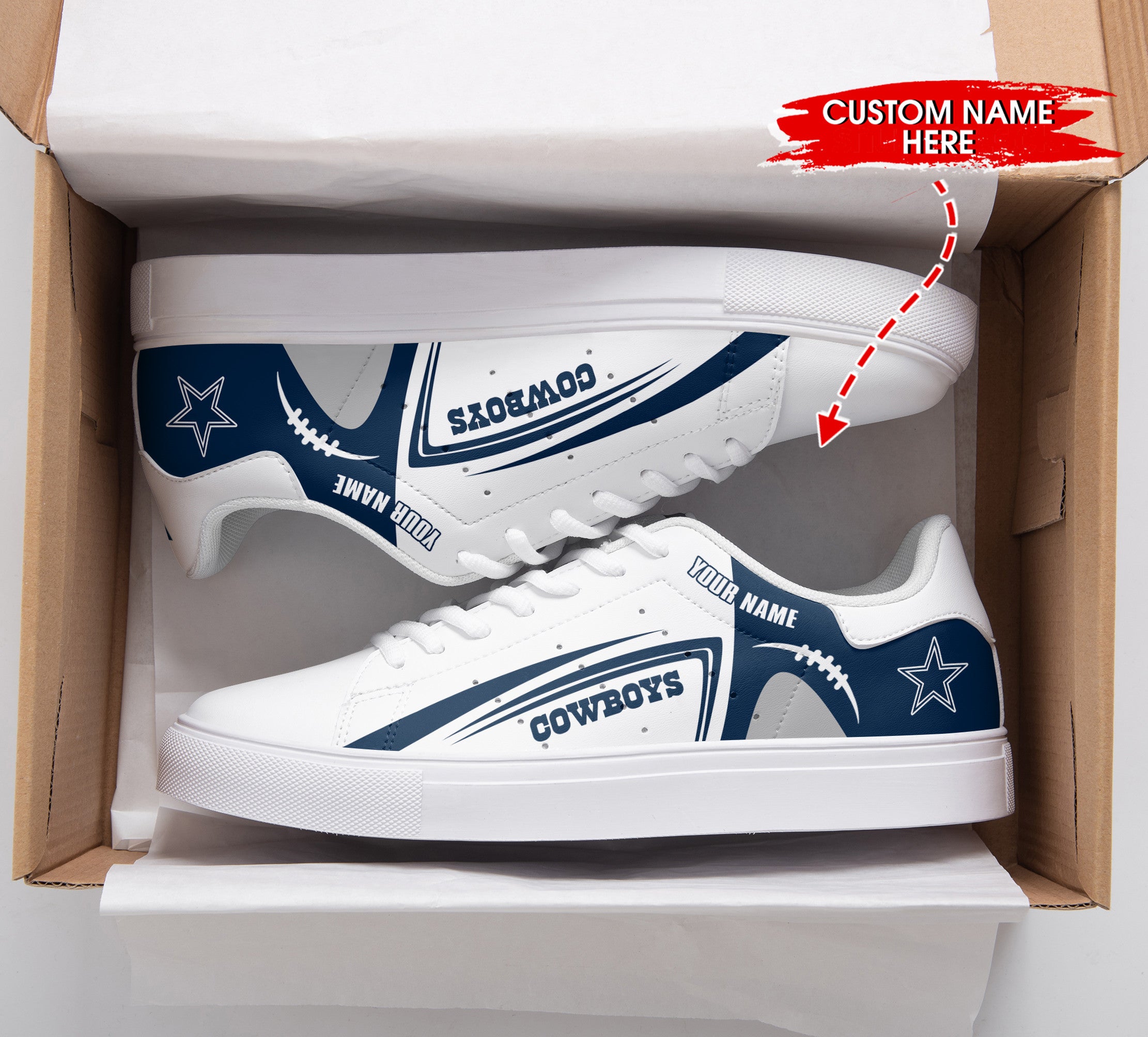 Ideafootwear Dallas Cowboys Skate Stan Shoes Sneakes For Men And Women