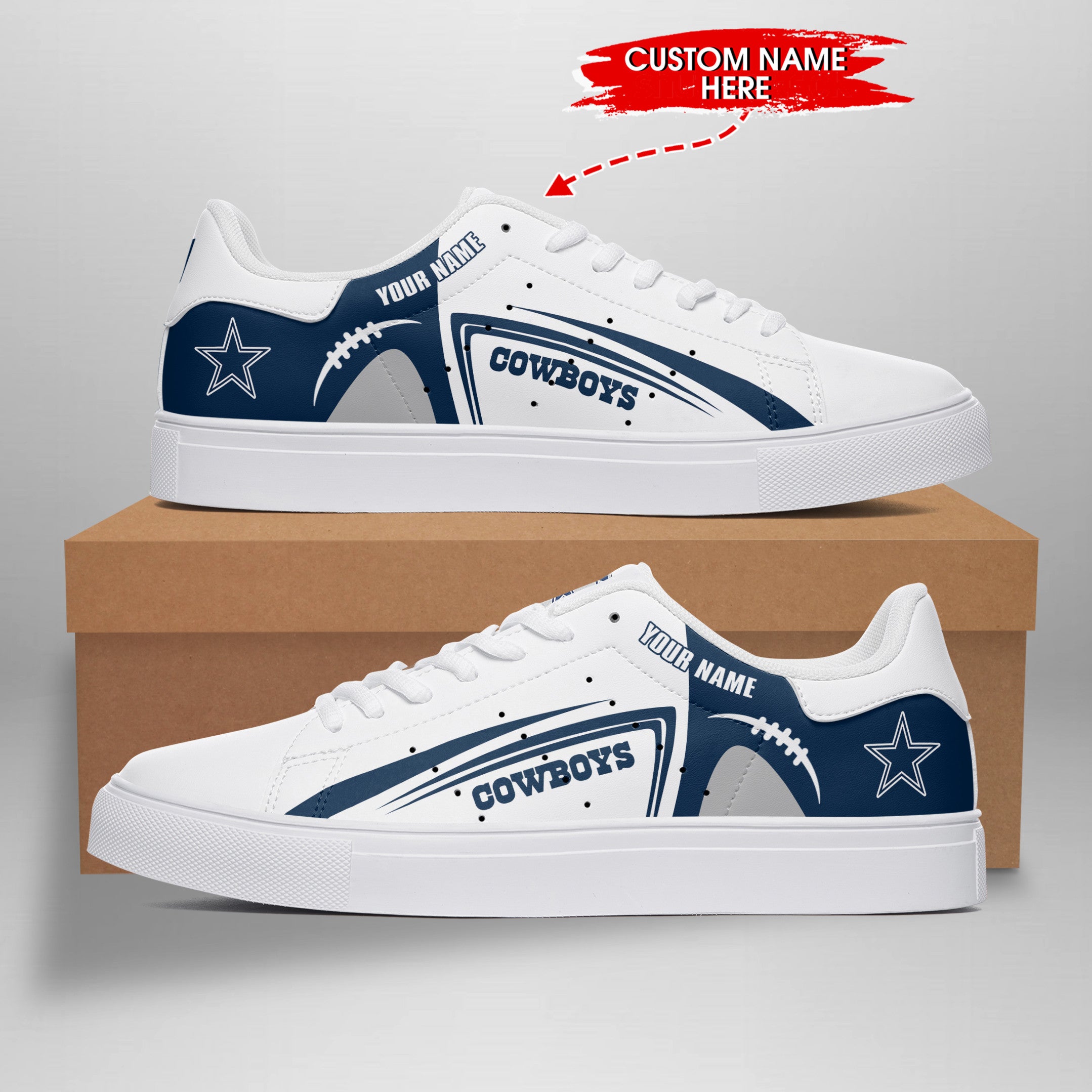 Ideafootwear Dallas Cowboys Skate Stan Shoes Sneakes For Men And Women