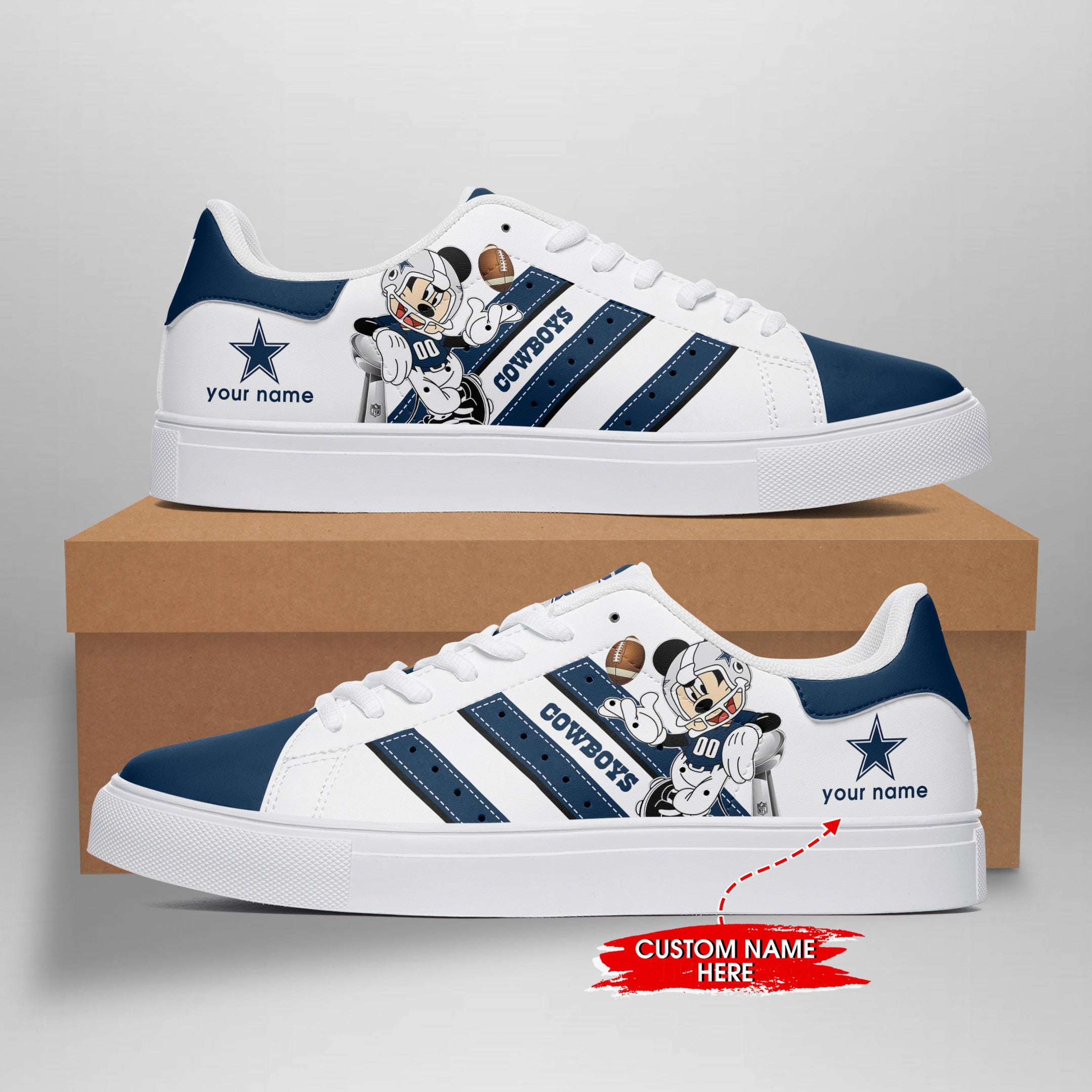 Ideafootwear Dallas Cowboys Skate Stan Shoes Sneakes For Men And Women