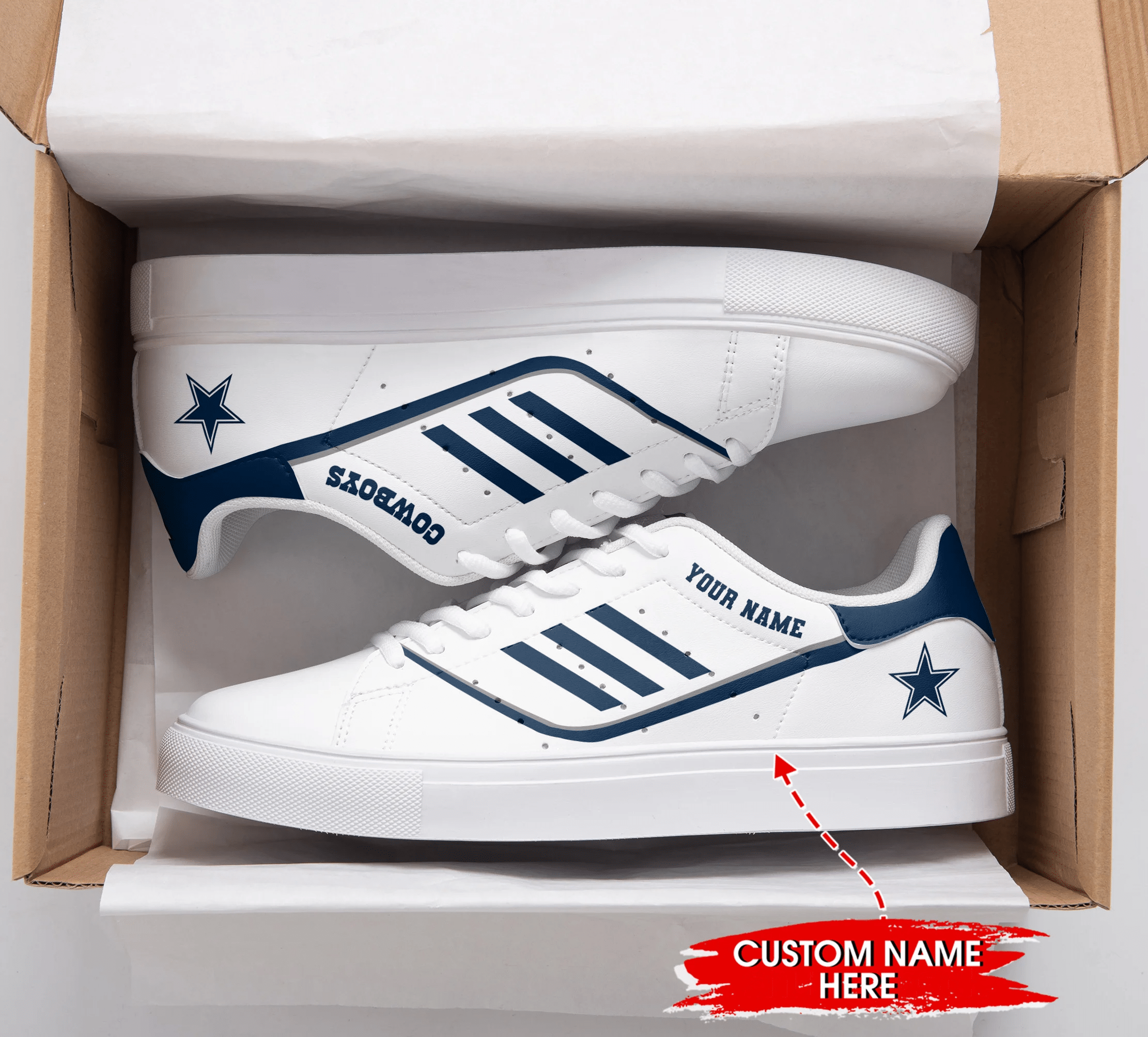 Ideafootwear Dallas Cowboys Skate Stan Shoes Sneakes For Men And Women
