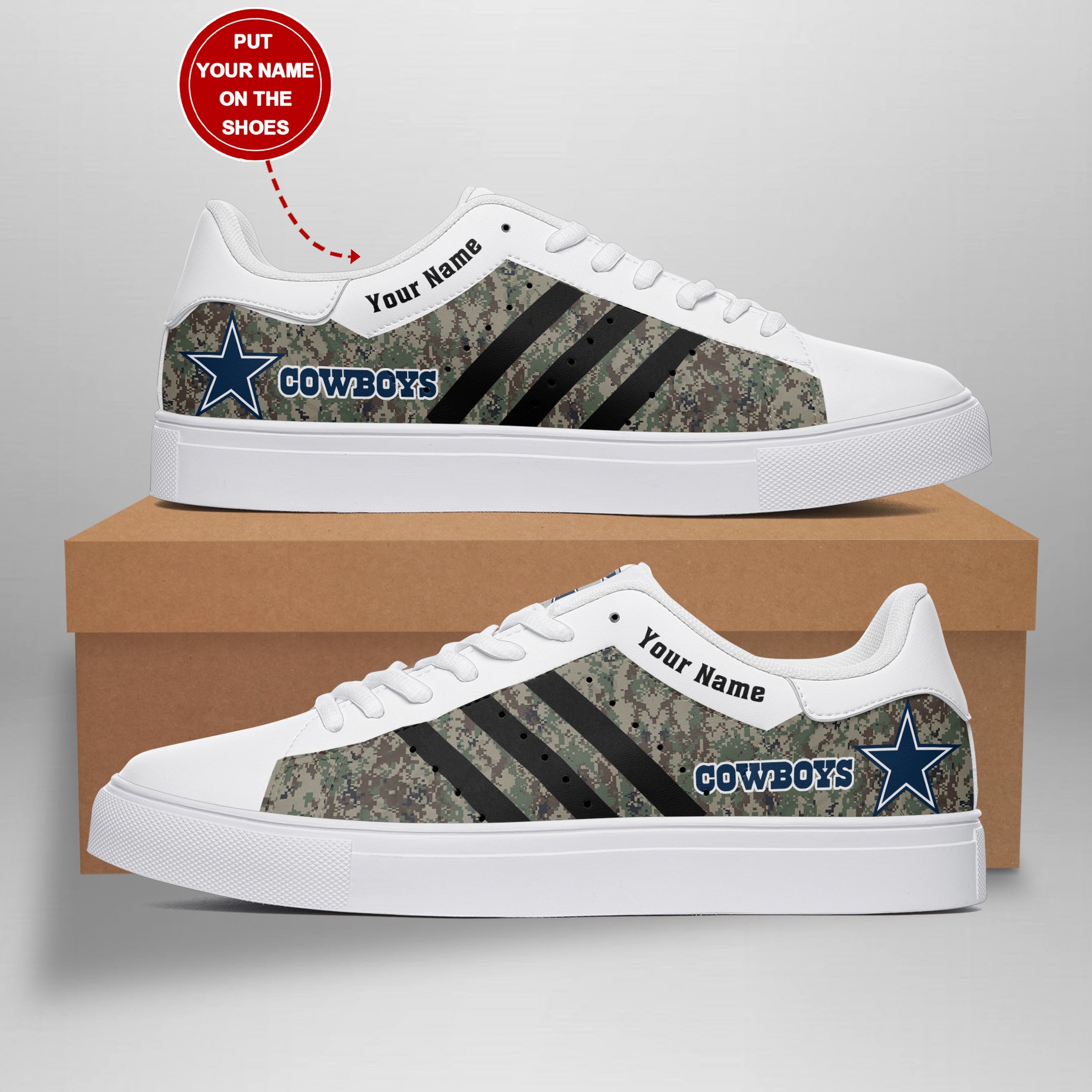 Ideafootwear Dallas Cowboys Skate Stan Shoes Sneakes For Men And Women