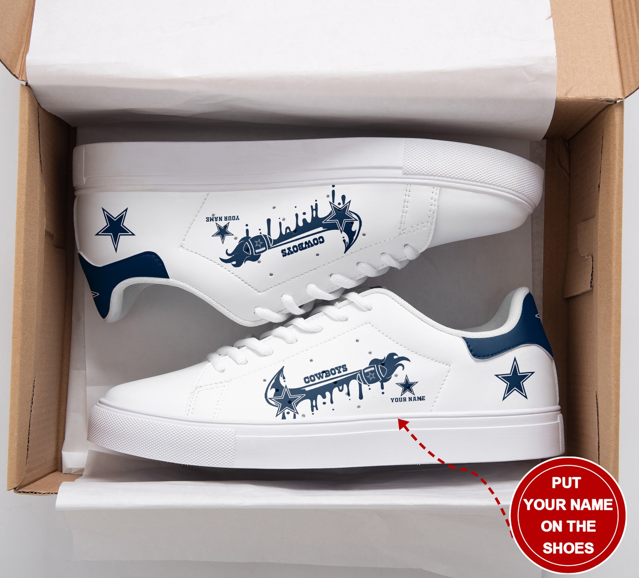 Ideafootwear Dallas Cowboys Skate Stan Shoes Sneakes For Men And Women