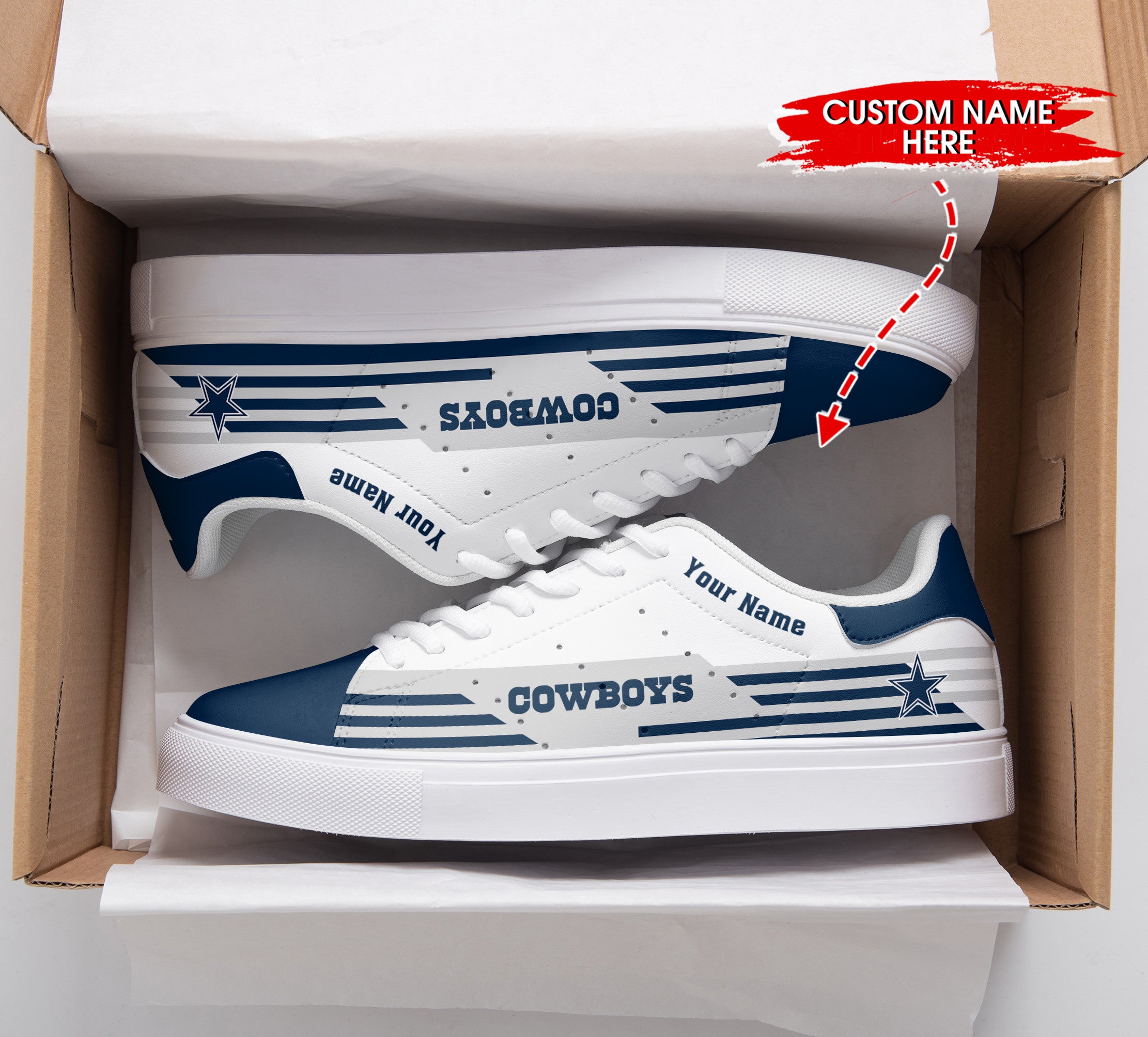 Ideafootwear Dallas Cowboys Skate Stan Shoes Sneakes For Men And Women