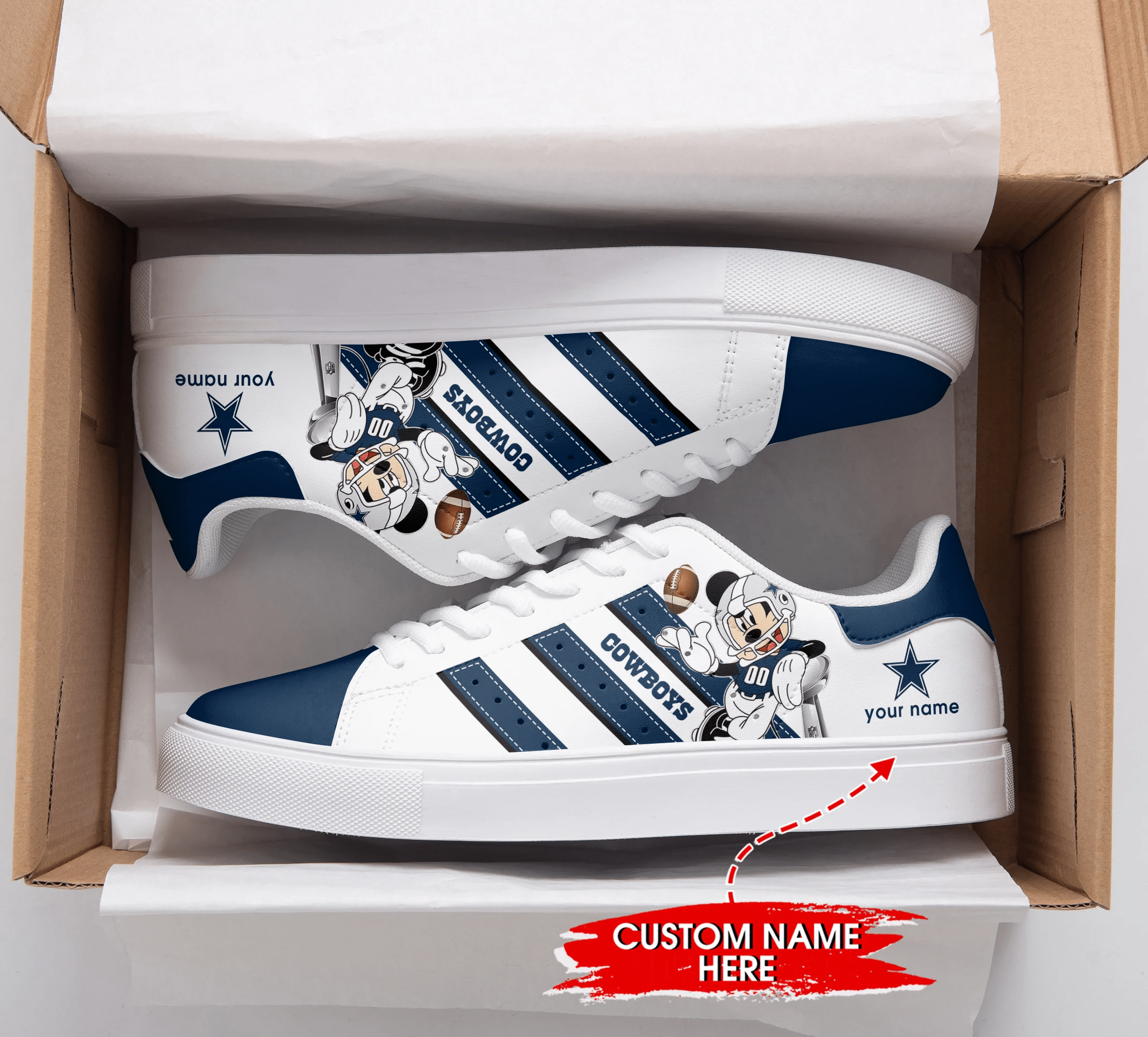Ideafootwear Dallas Cowboys Skate Stan Shoes Sneakes For Men And Women
