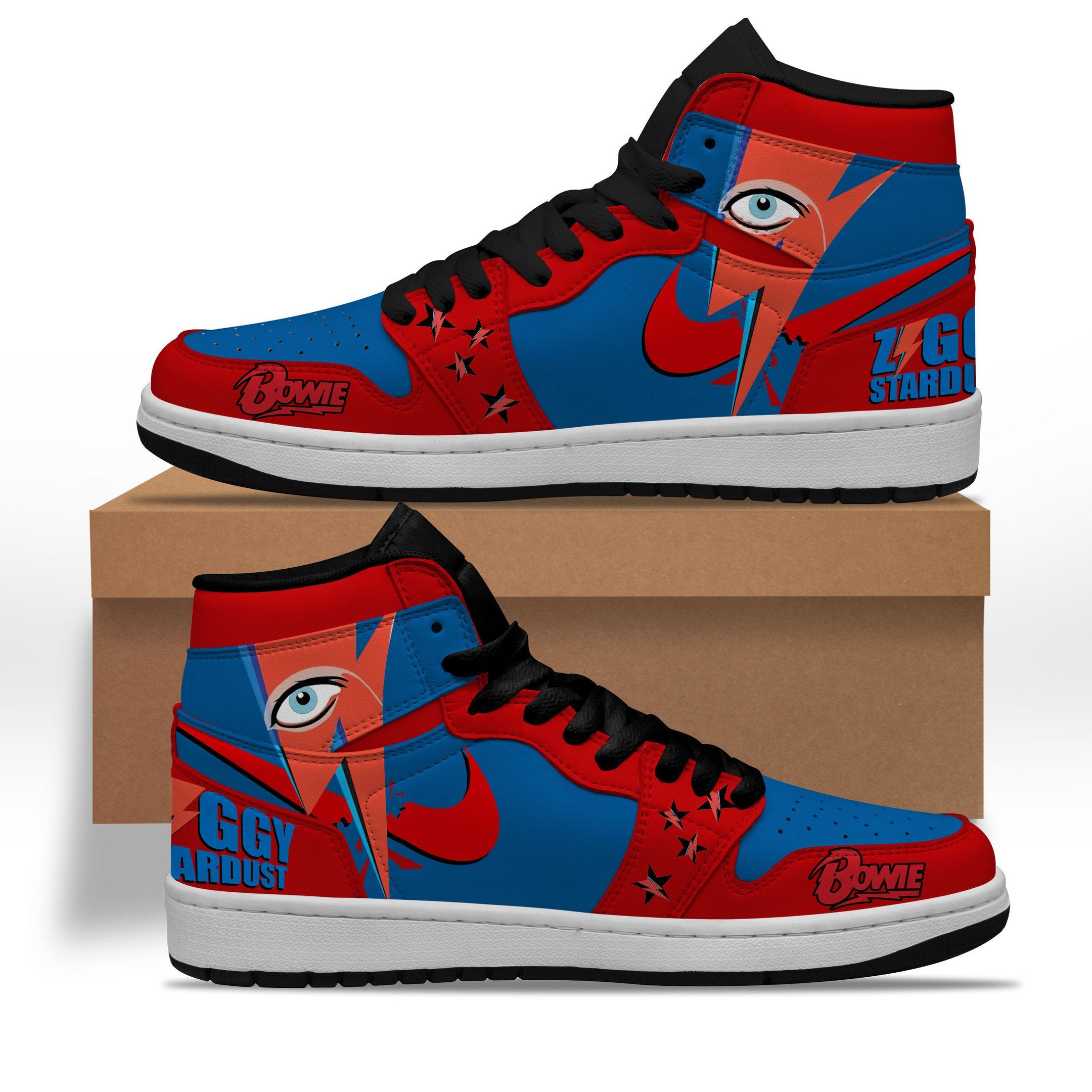 Ideafootwear David Bowie AJ1 High Sneakers Shoes For Men And Women