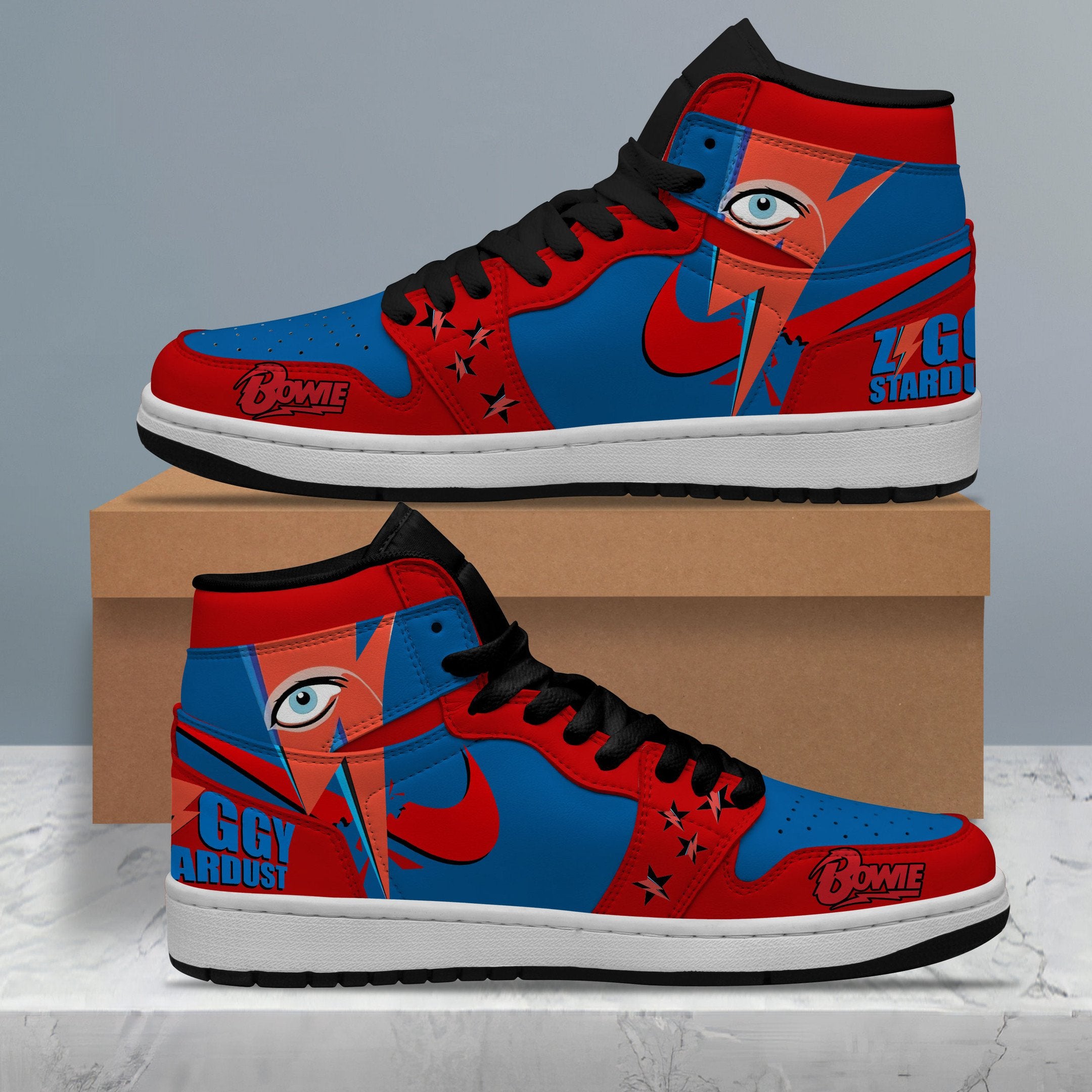 Ideafootwear David Bowie AJ1 High Sneakers Shoes For Men And Women