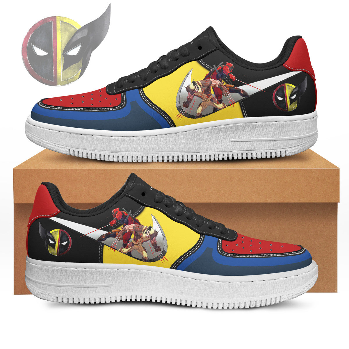 Ideafootwear Deadpool & Wolverine Air Low-Top Sneakers Shoes For Men And Women