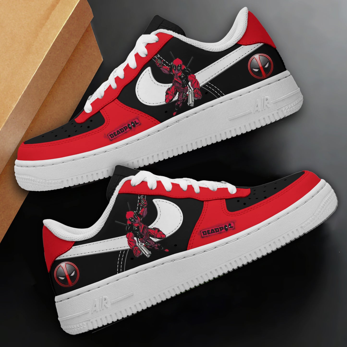 Ideafootwear Deadpool And Wolverine Air Low-Top Sneakers Shoes For Men And Women