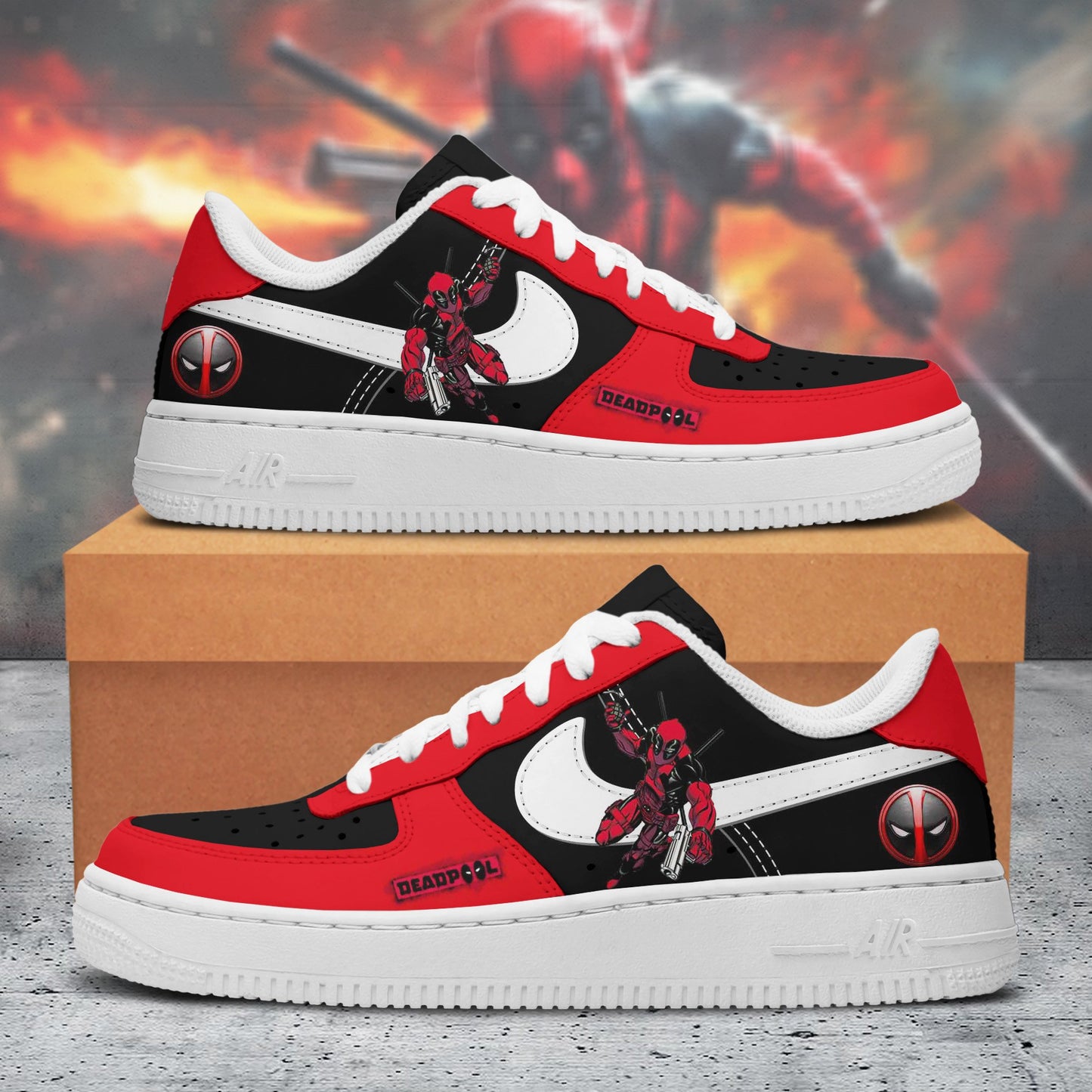 Ideafootwear Deadpool And Wolverine Air Low-Top Sneakers Shoes For Men And Women
