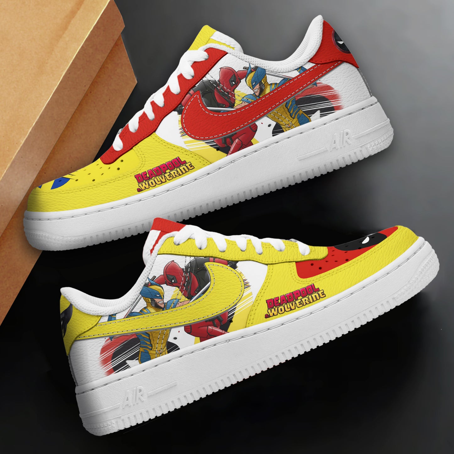 Ideafootwear Deadpool And Wolverine Air Low-Top Sneakers Shoes For Men And Women