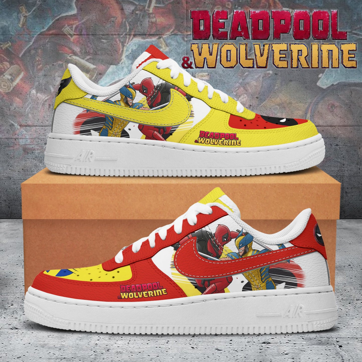 Ideafootwear Deadpool And Wolverine Air Low-Top Sneakers Shoes For Men And Women