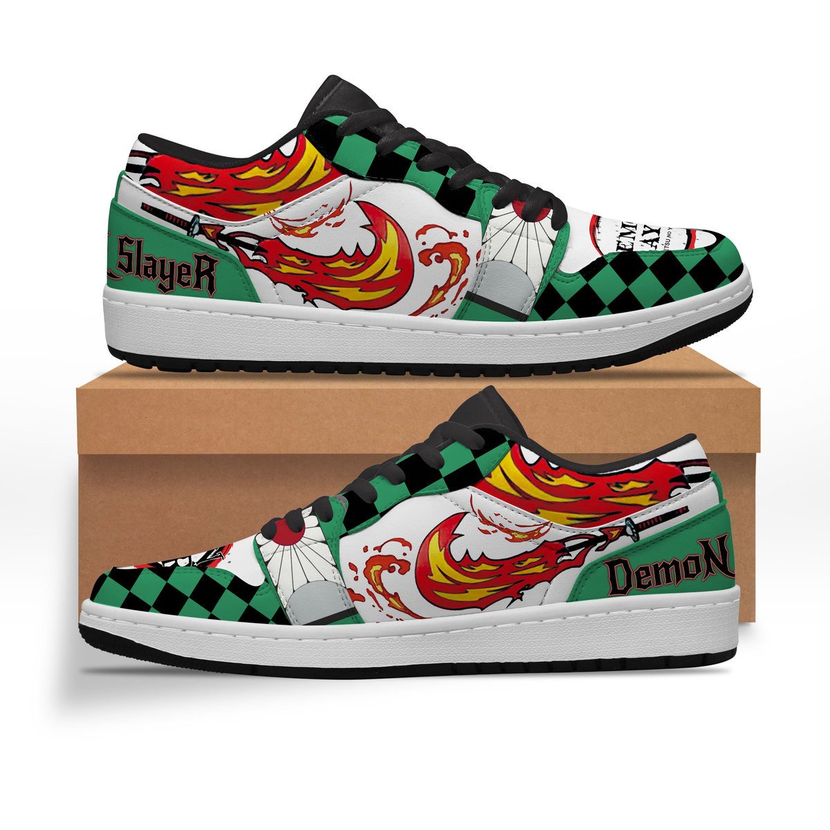 Ideafootwear Demon Slayer AJ1 Low Sneakers Shoes For Men And Women
