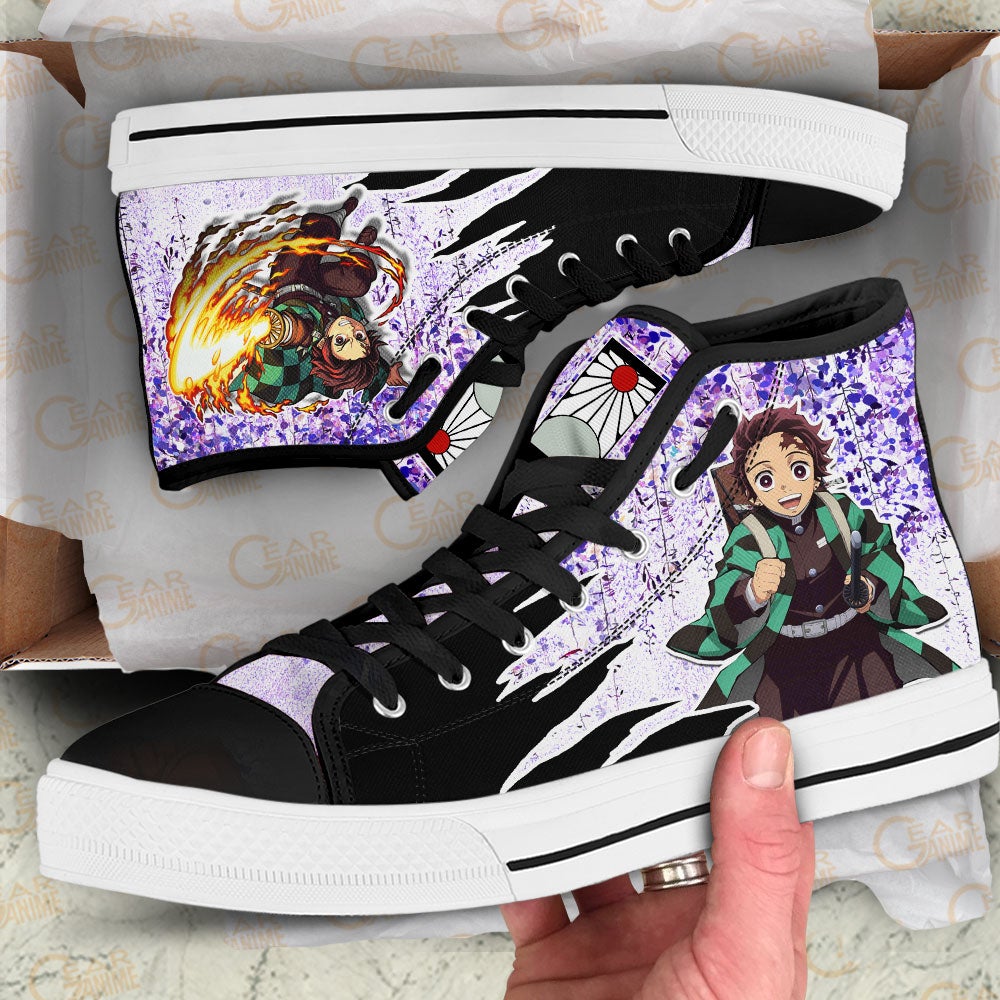 Ideafootwear Demon Slayer High Top Canvas Sneakers Shoes For Men And Women
