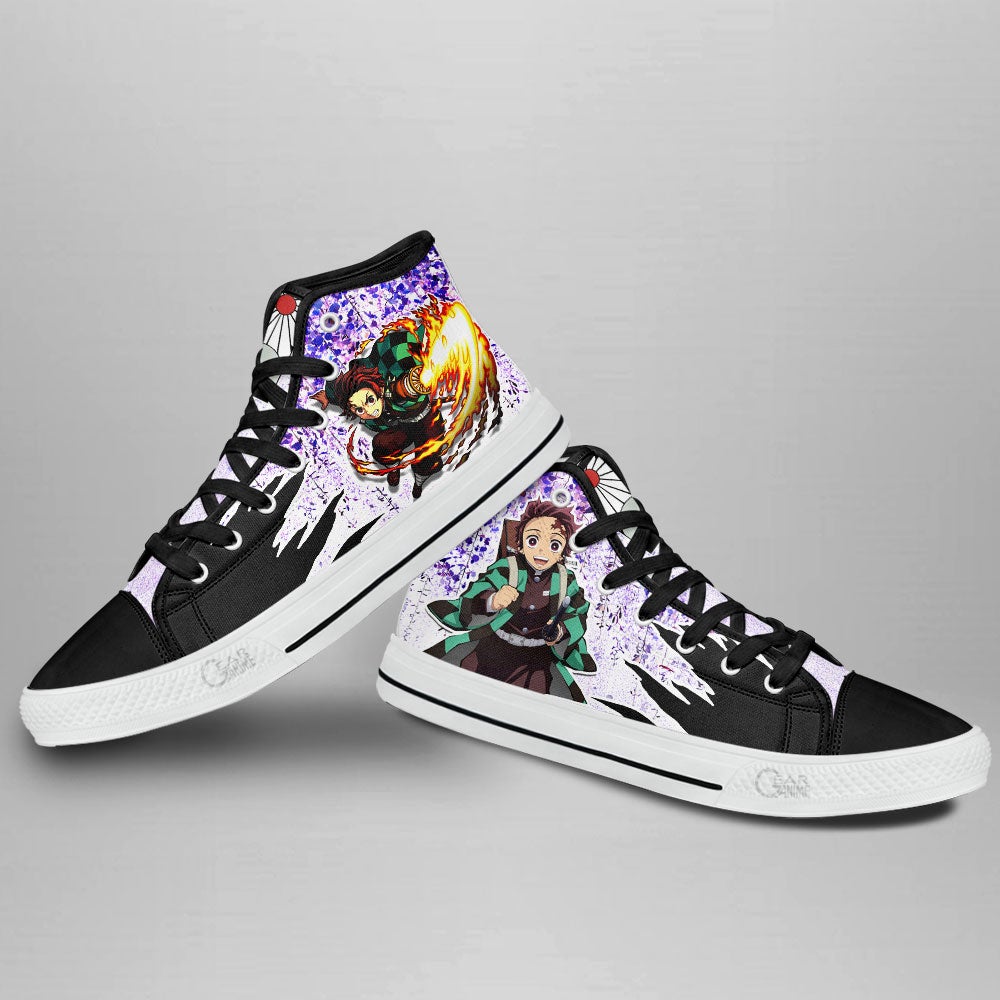 Ideafootwear Demon Slayer High Top Canvas Sneakers Shoes For Men And Women